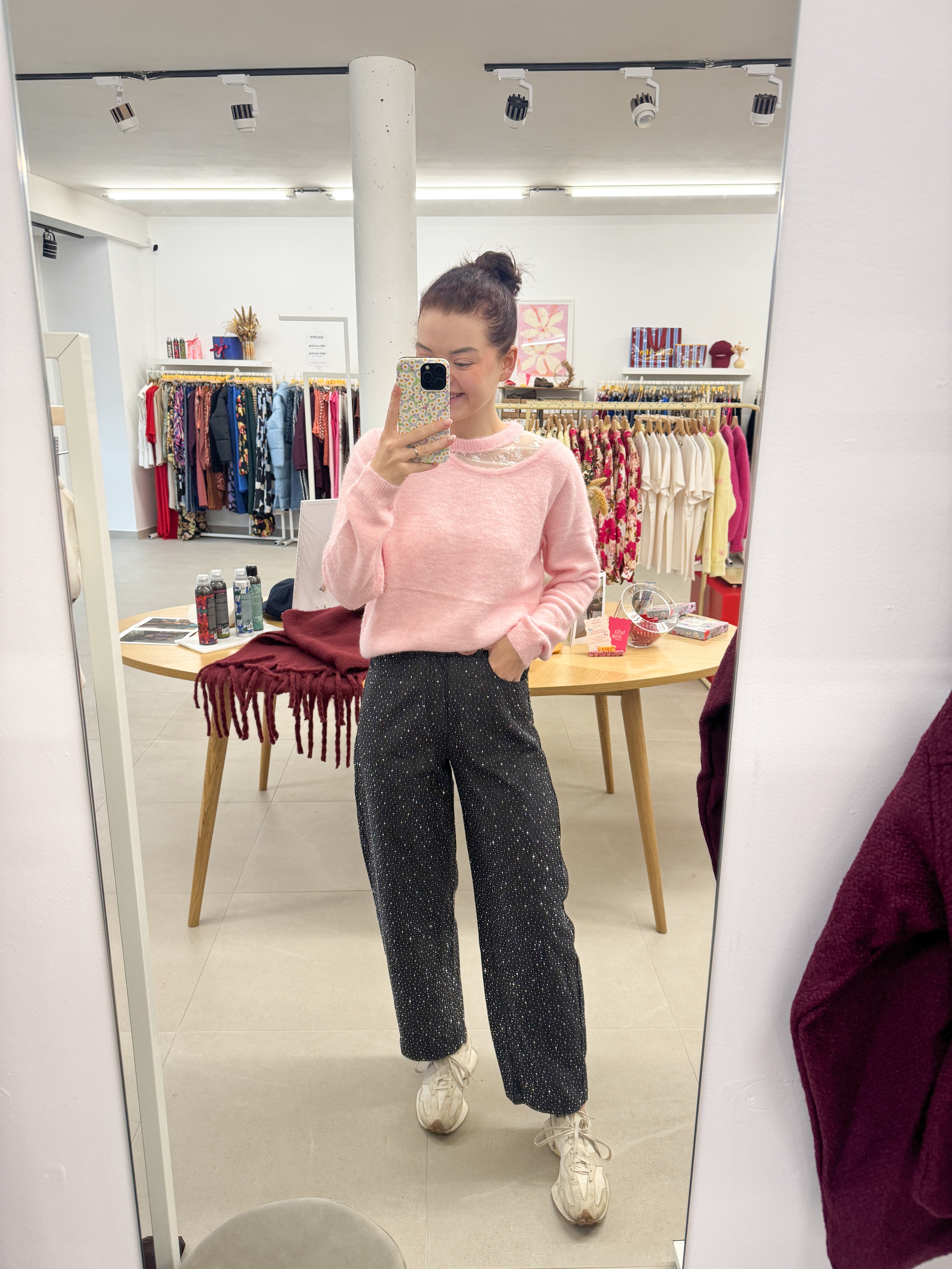 Soft flower detail knit - Pink