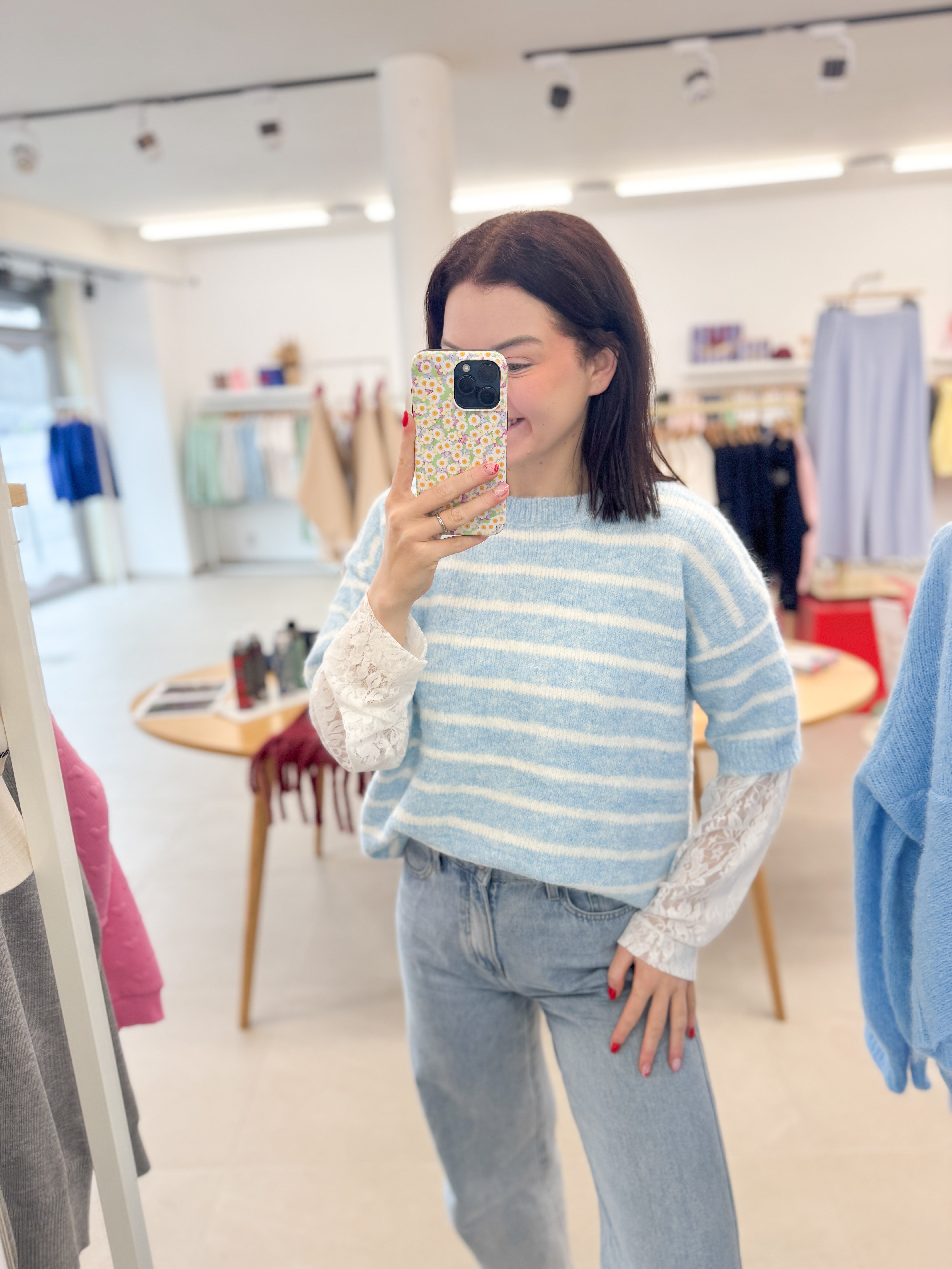 Striped lace knit