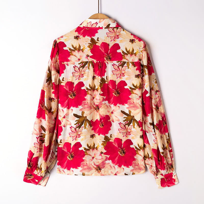 Spring flower blouse - Fuchsia