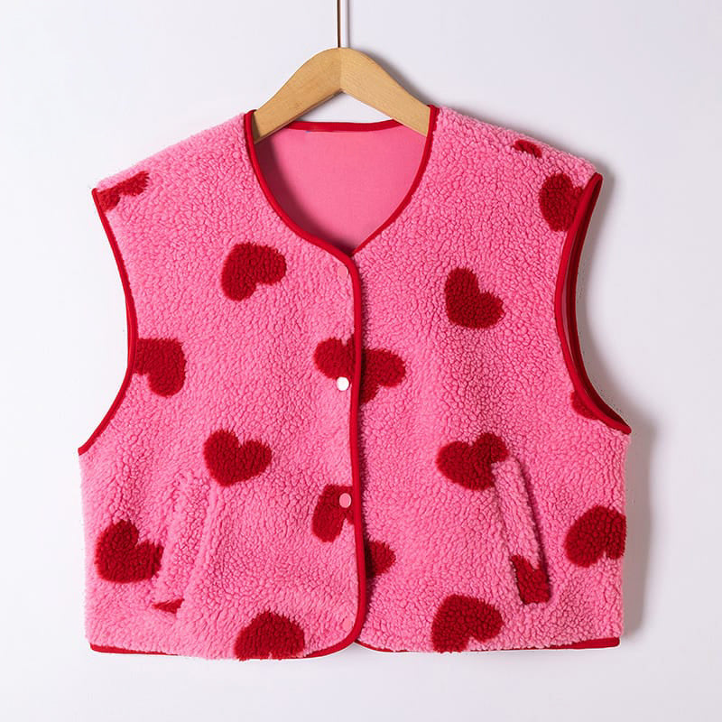 Pink heart teddy gilet