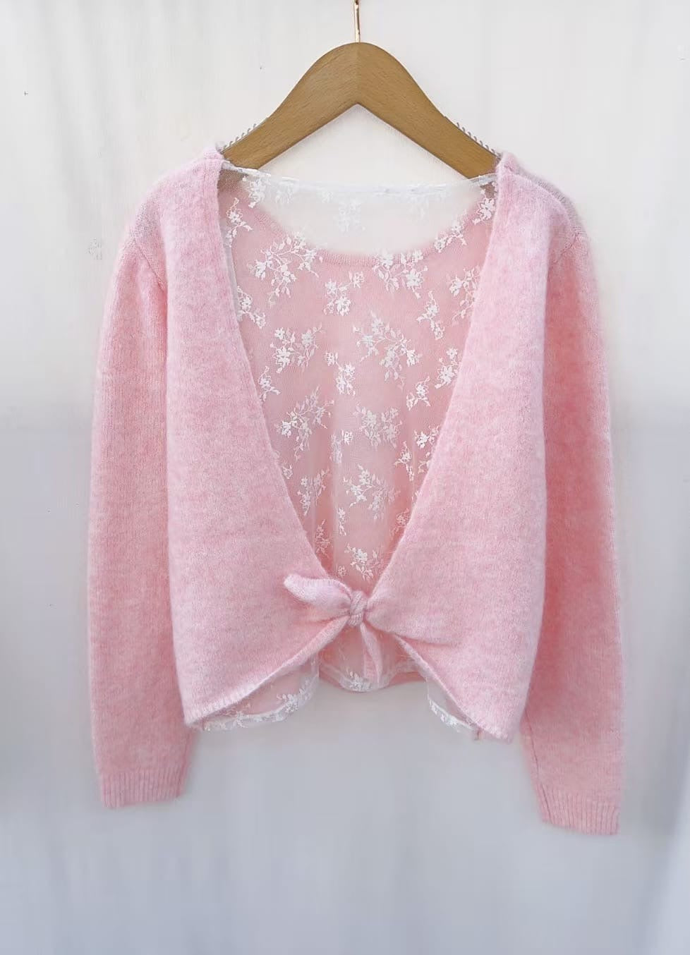 Open back lace knit - Pink