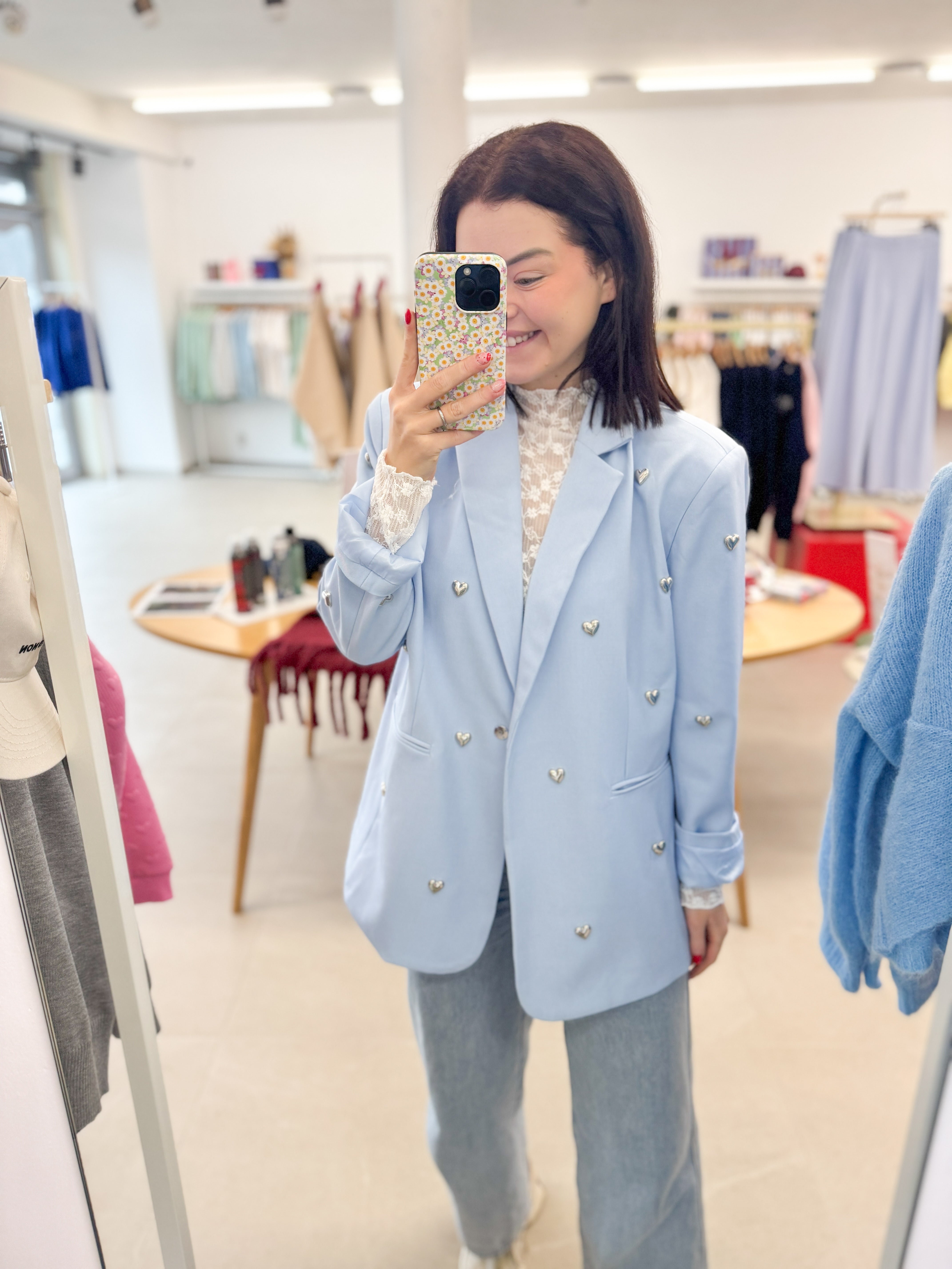 Oversized blue heart blazer