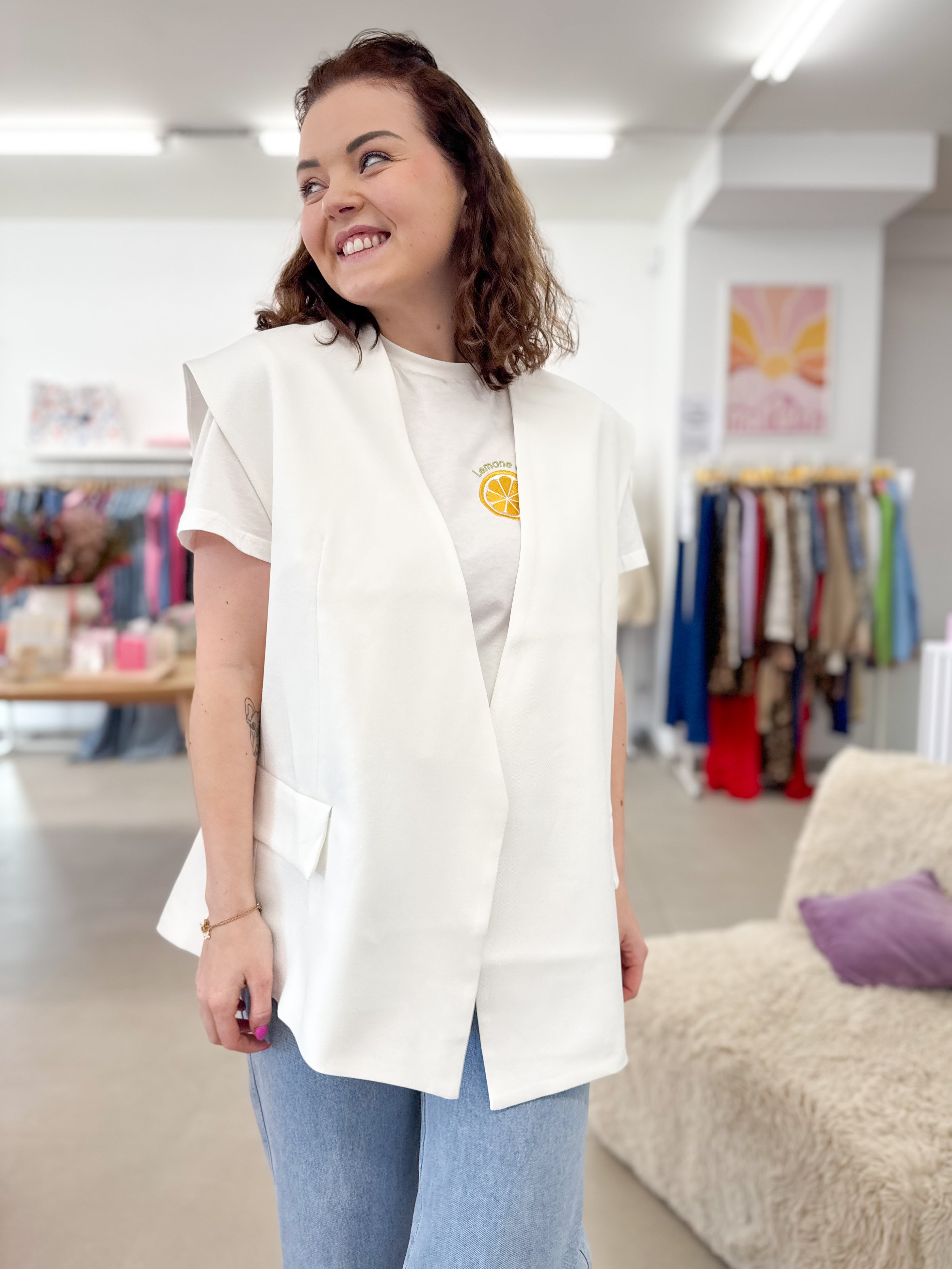 Oversized waistcoat - White
