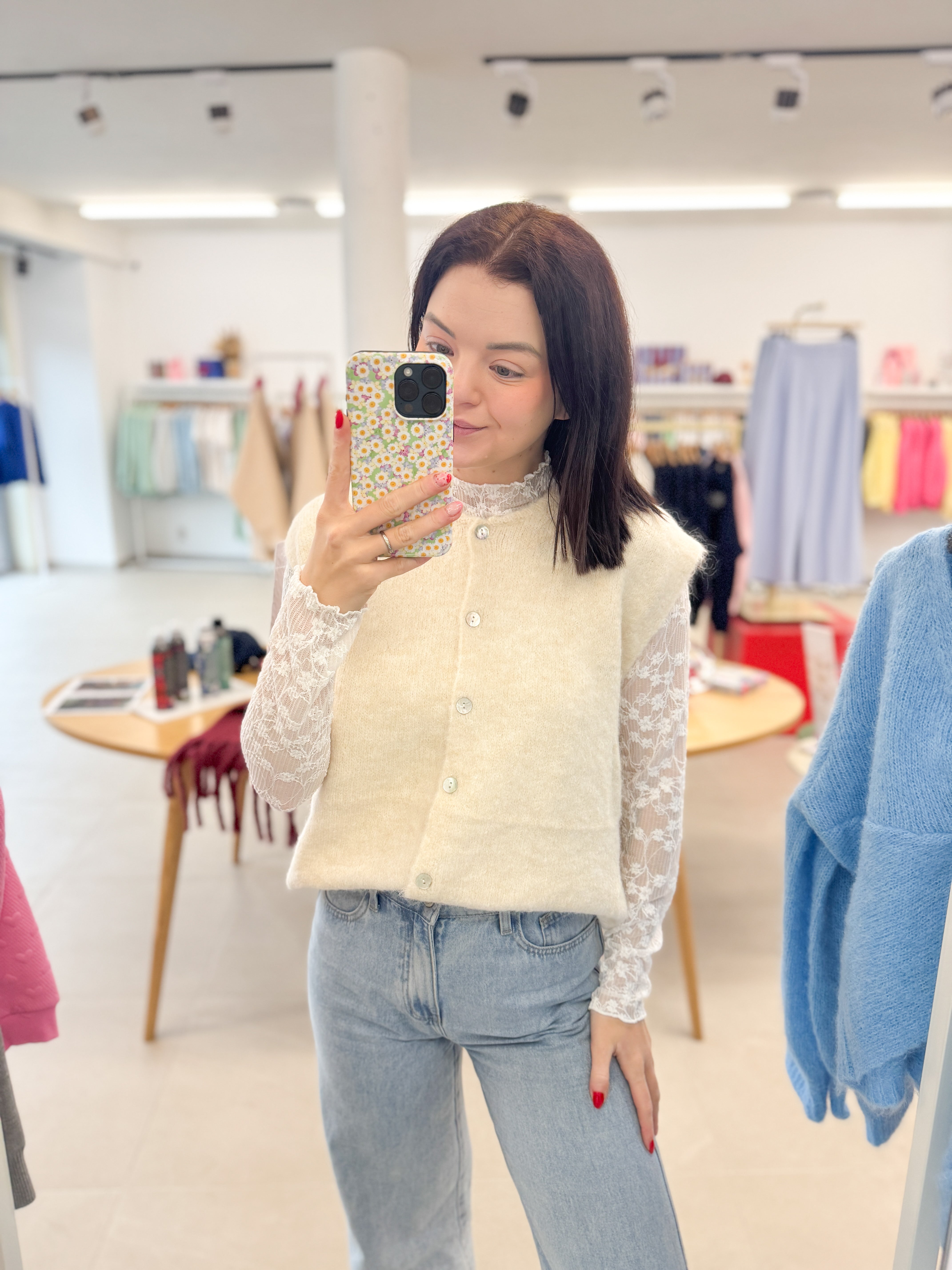 Beige sleeveless knit