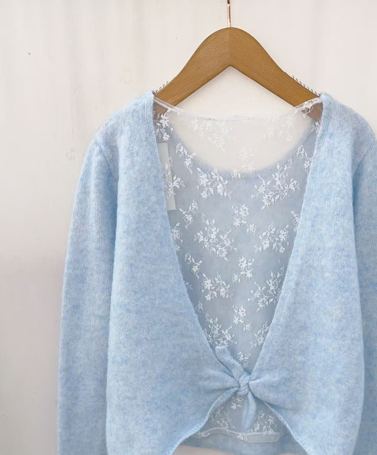 Open back lace knit - Blue