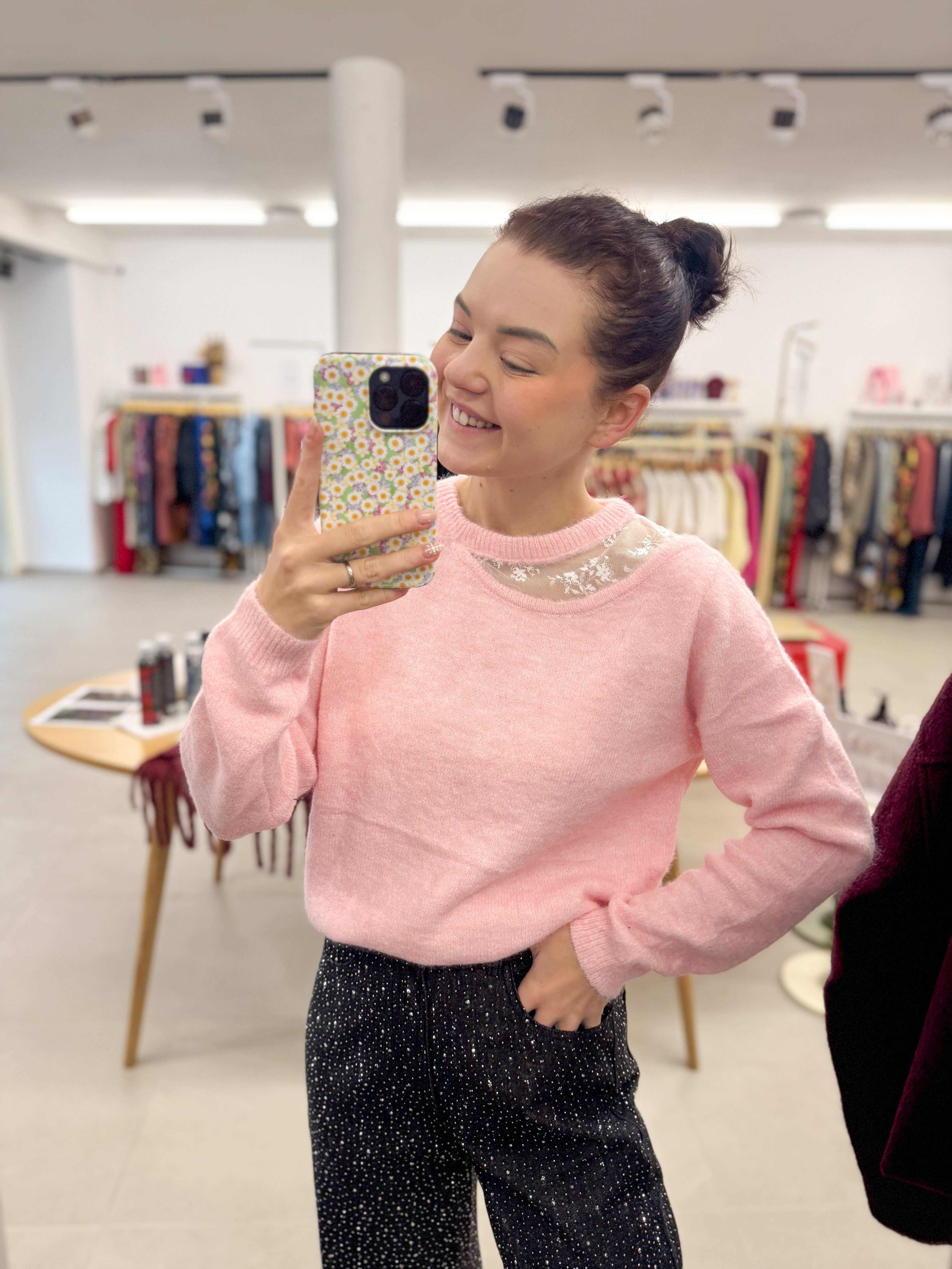 Soft flower detail knit - Pink