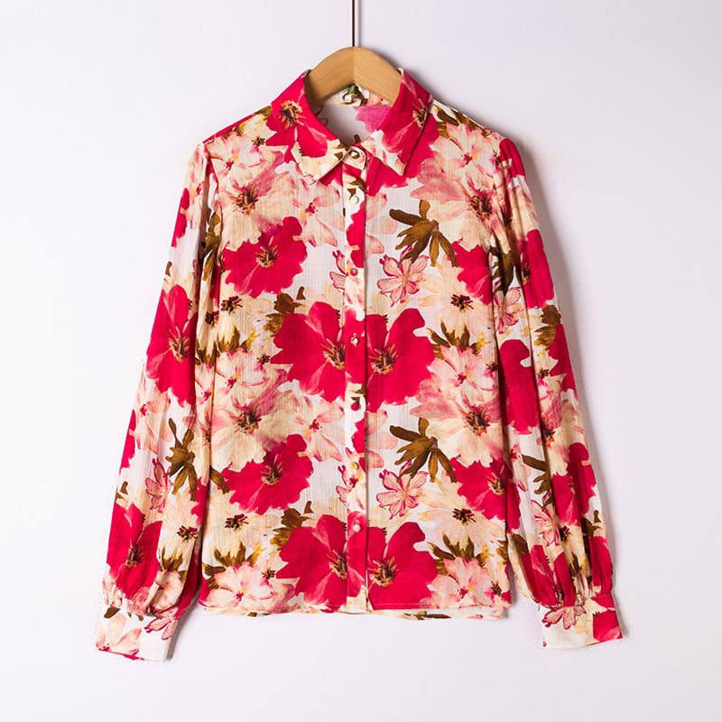 Spring flower blouse - Fuchsia