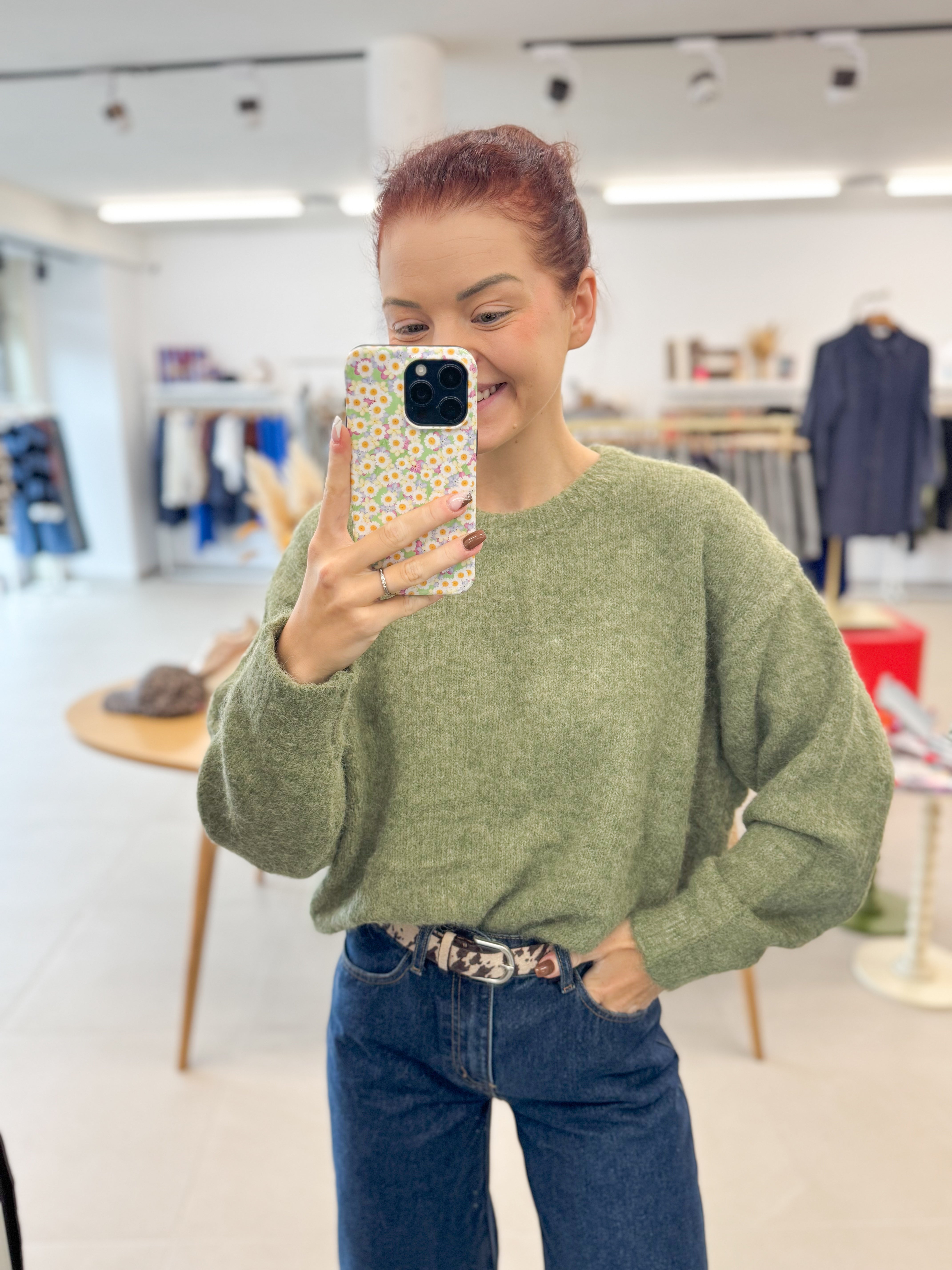 Khaki soft fall knit