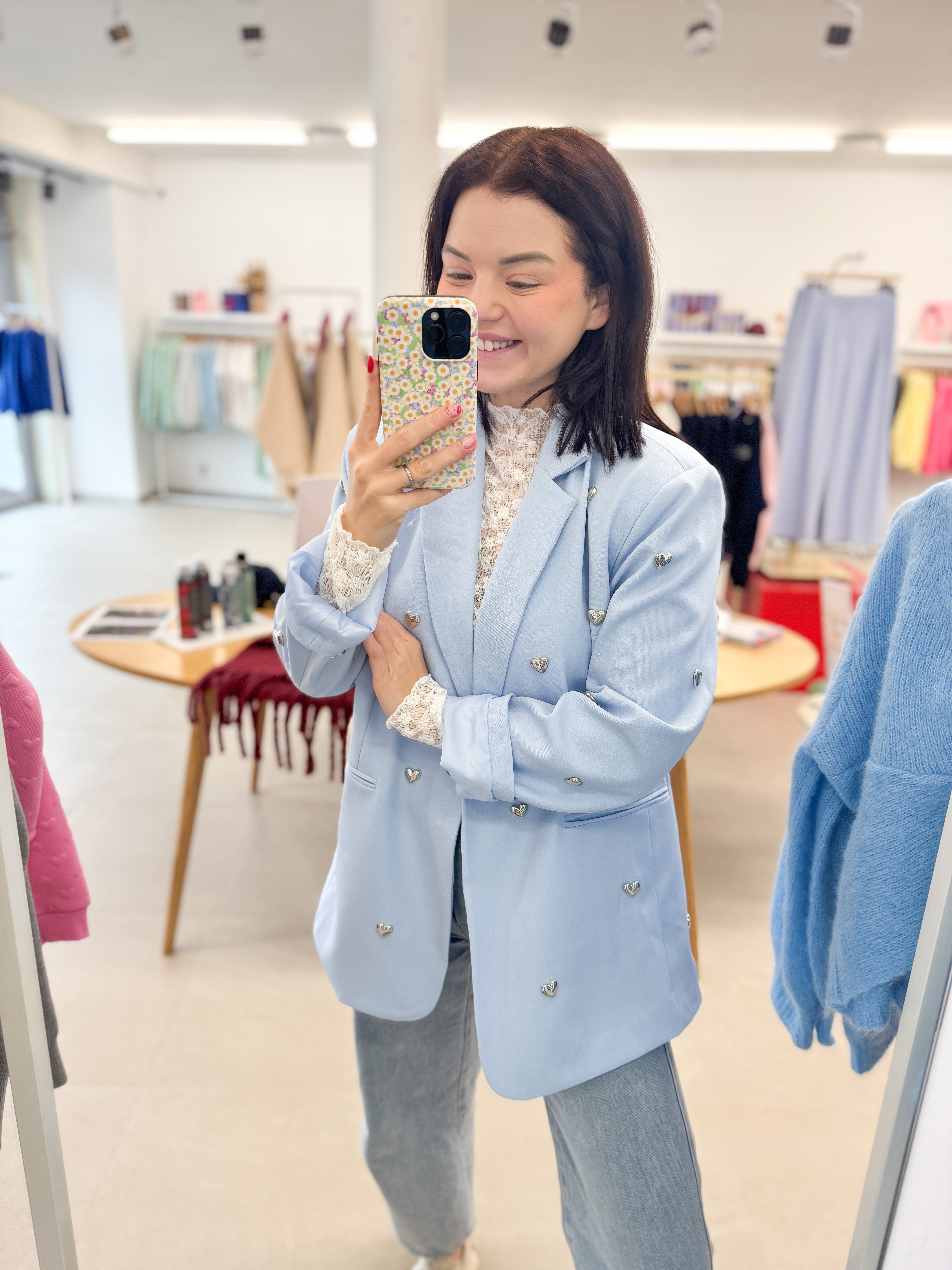 Oversized blue heart blazer