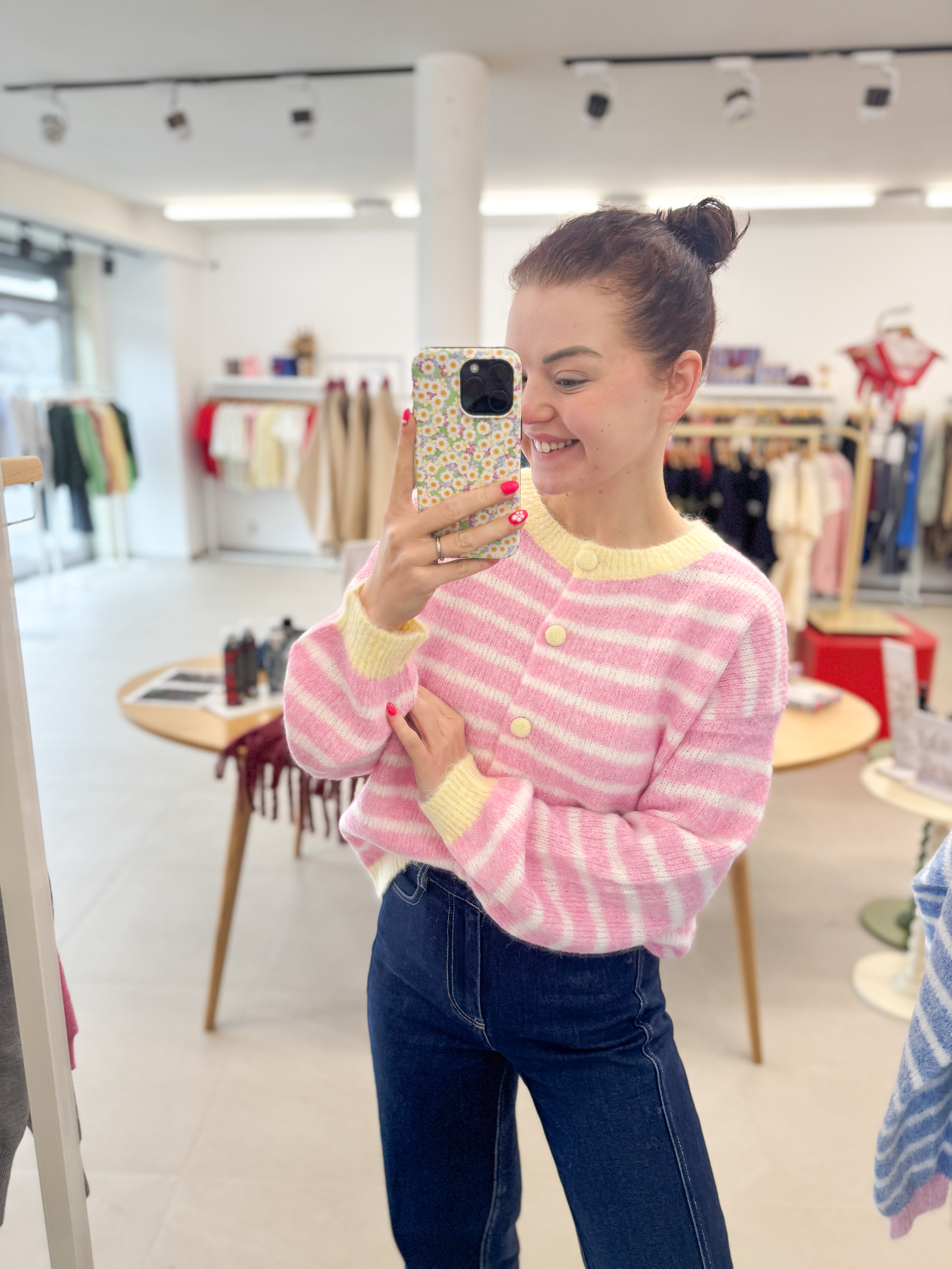 Colorblock cardigan - Rose