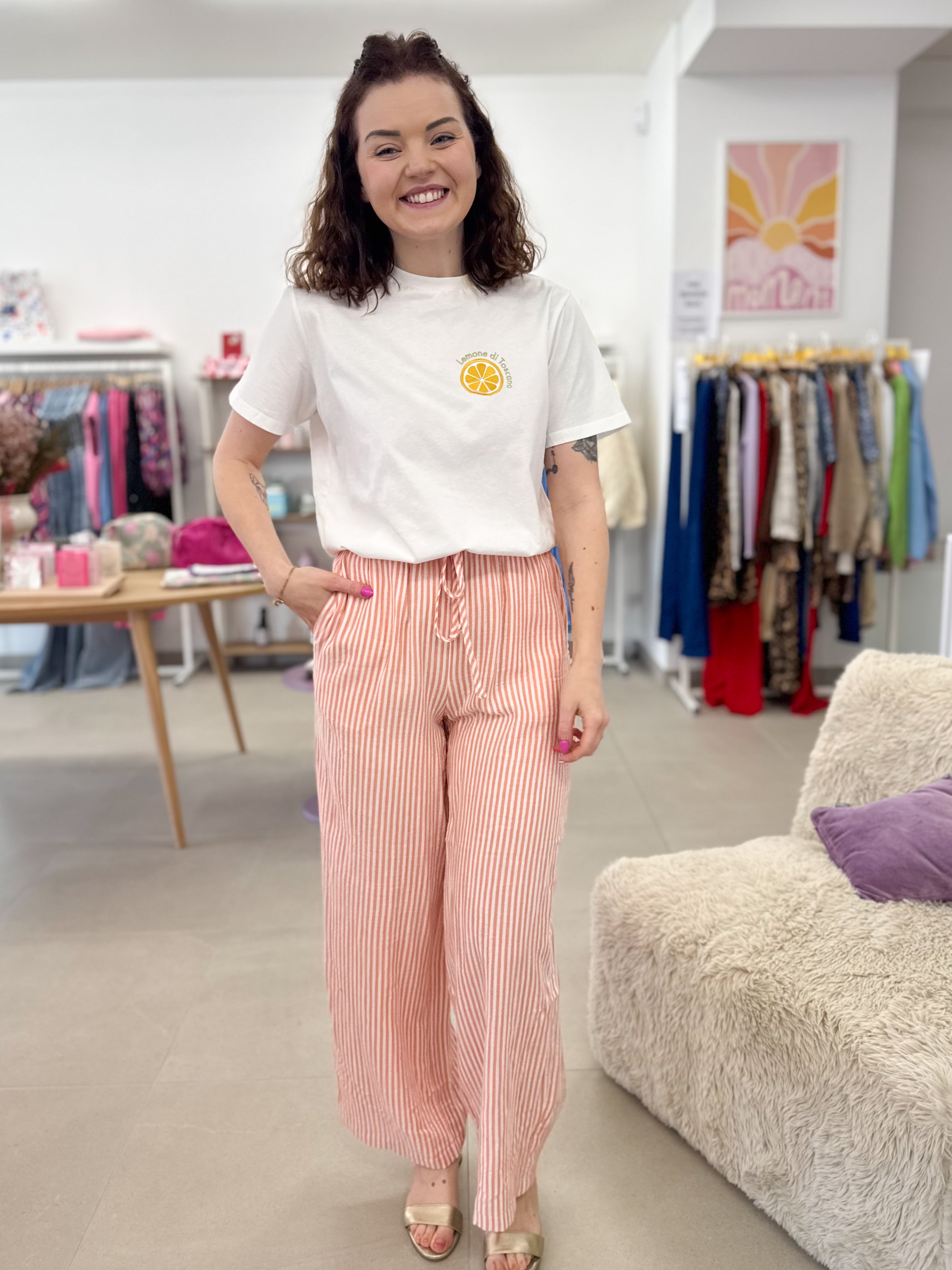 Orange striped trouser