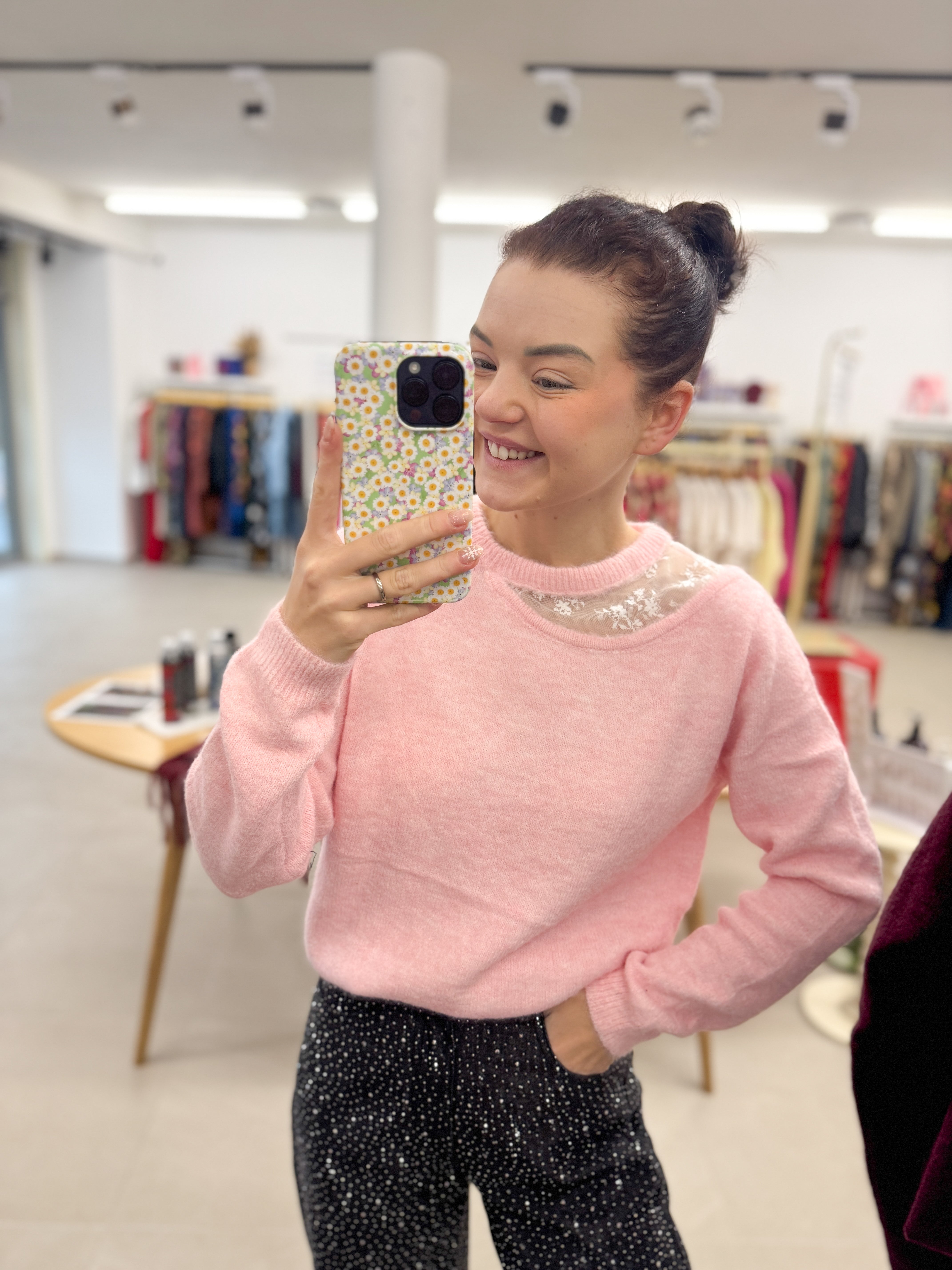 Soft flower detail knit - Pink