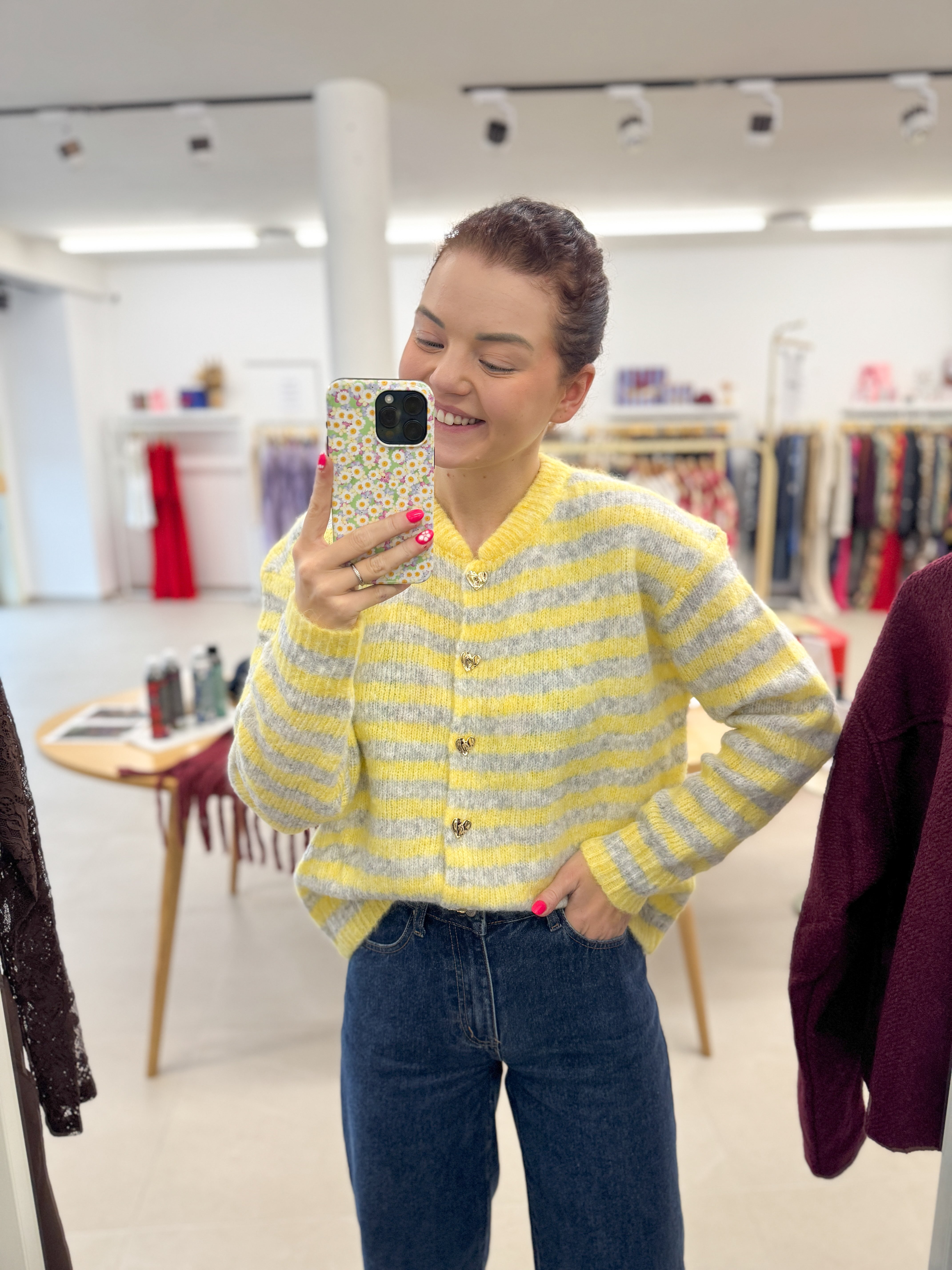 Yellow/grey striped cardigan