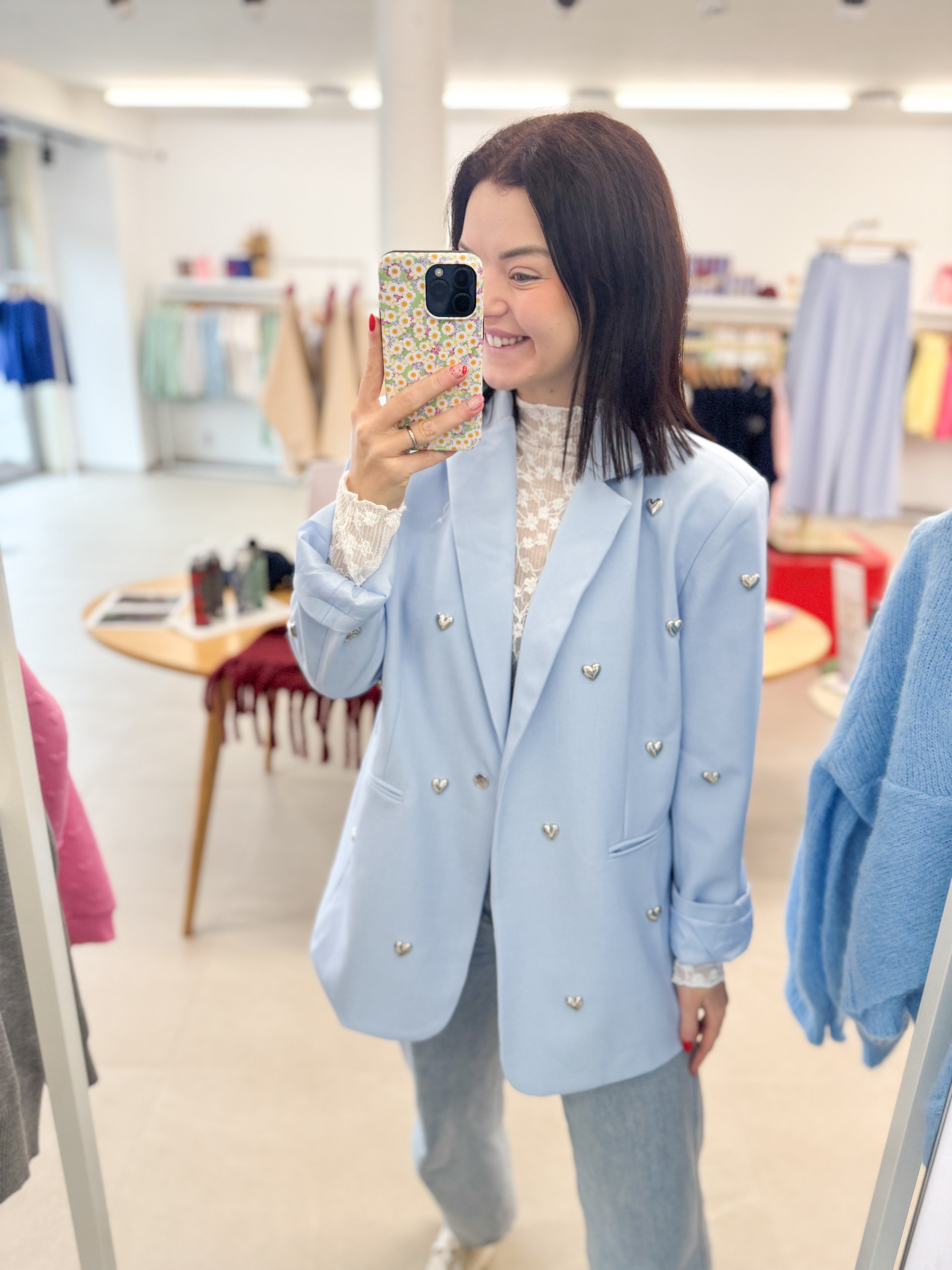 Oversized blue heart blazer