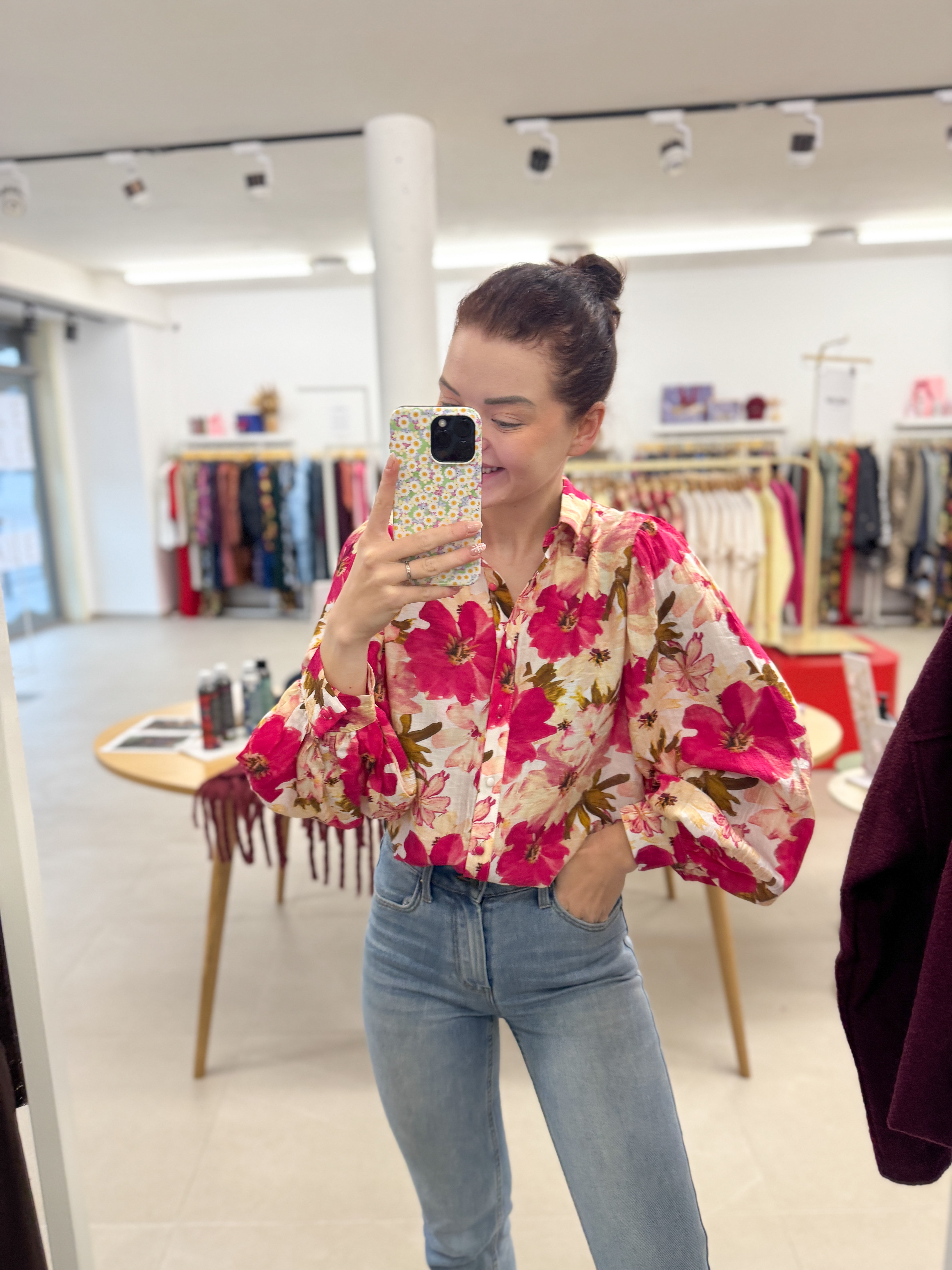 Spring flower blouse - Fuchsia