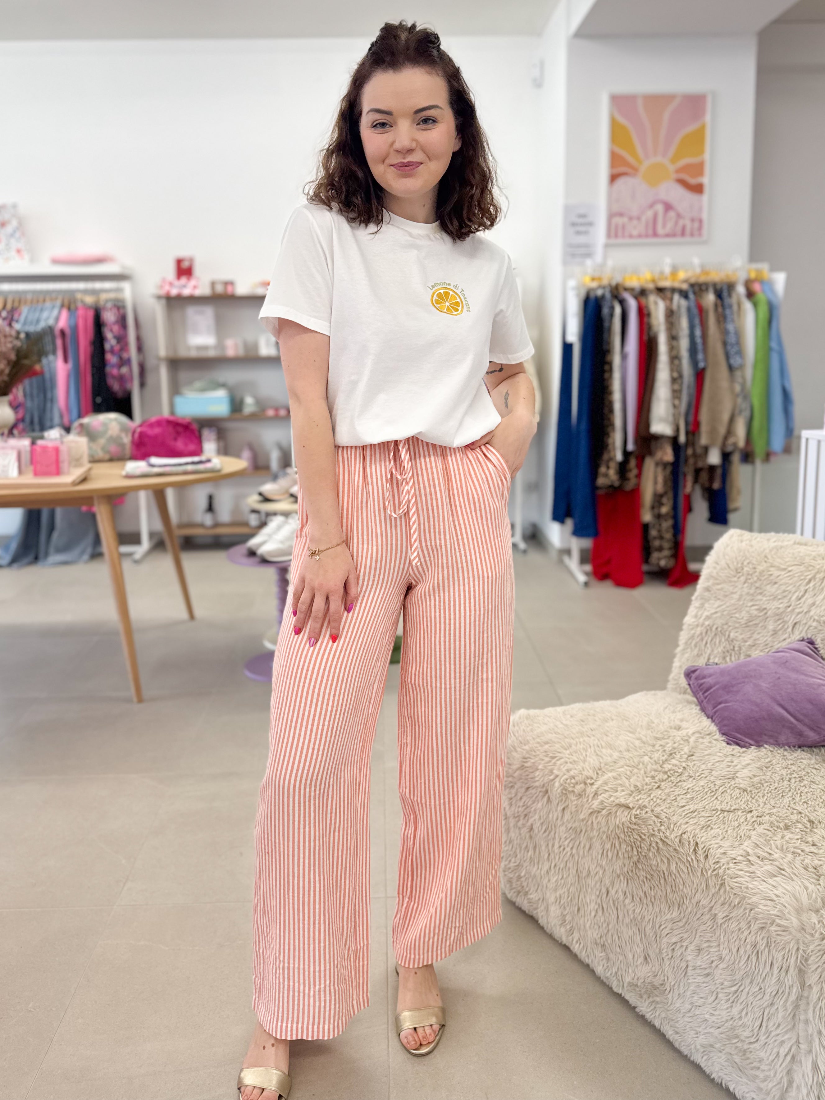 Orange striped trouser