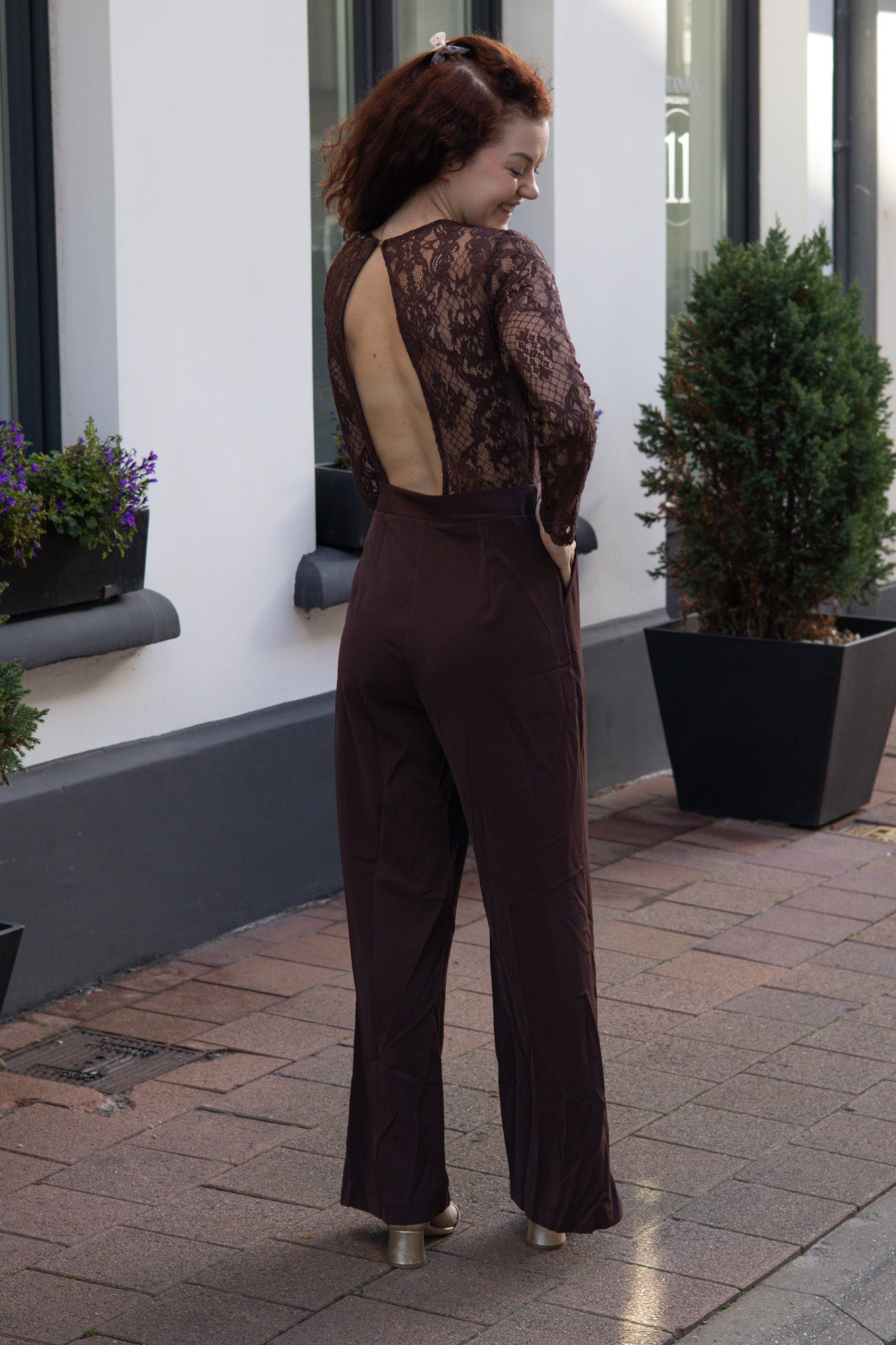 Brown lace jumpsuit