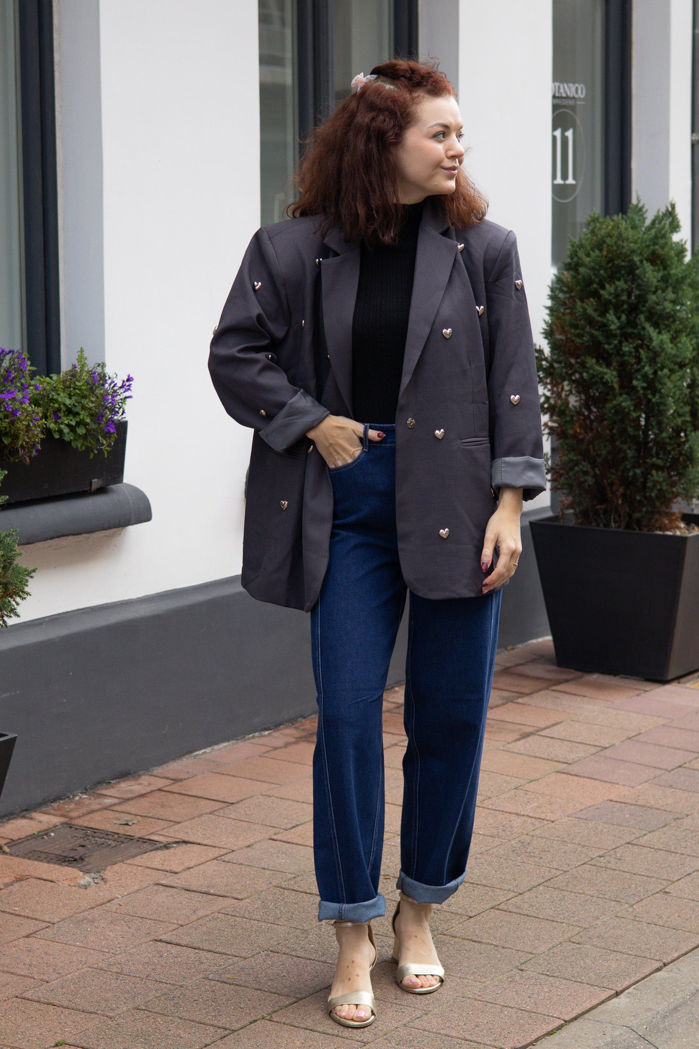Oversized grey heart blazer