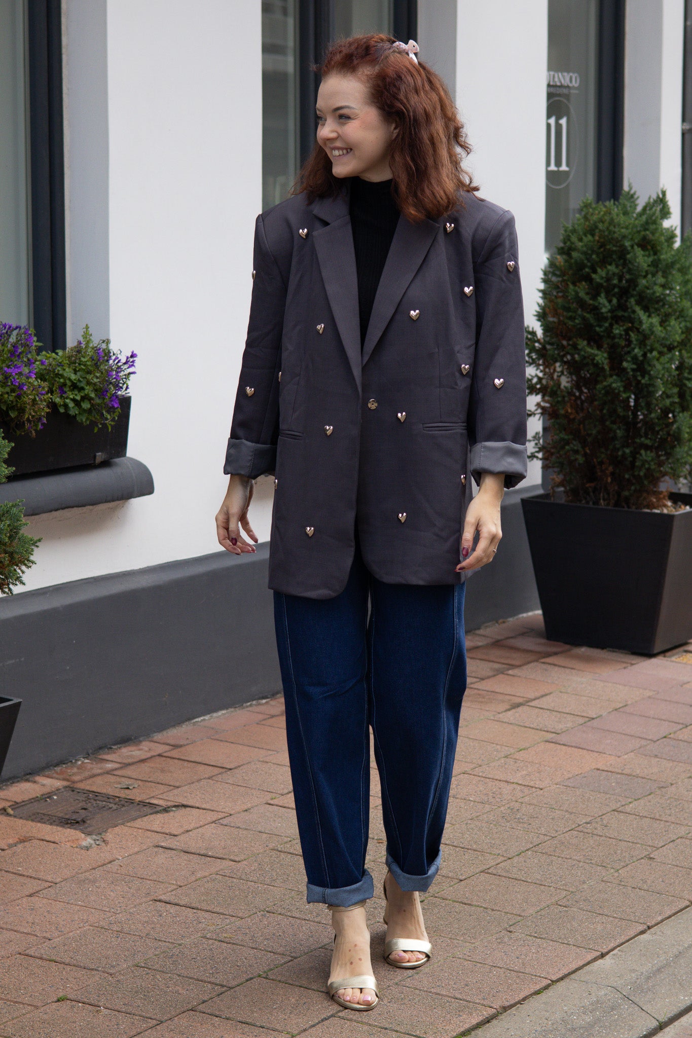 Oversized grey heart blazer