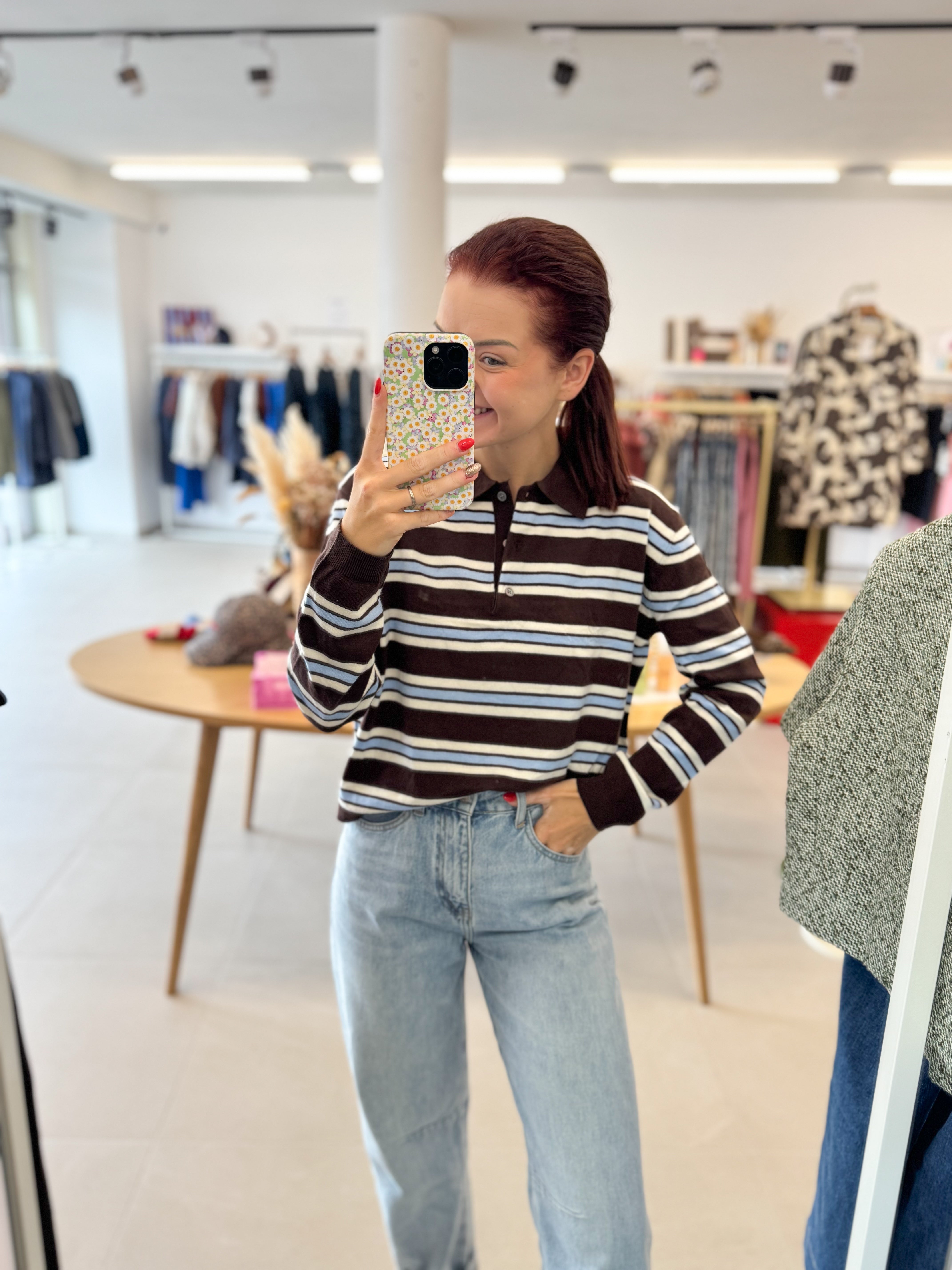 Polo knit - Brown/Blue