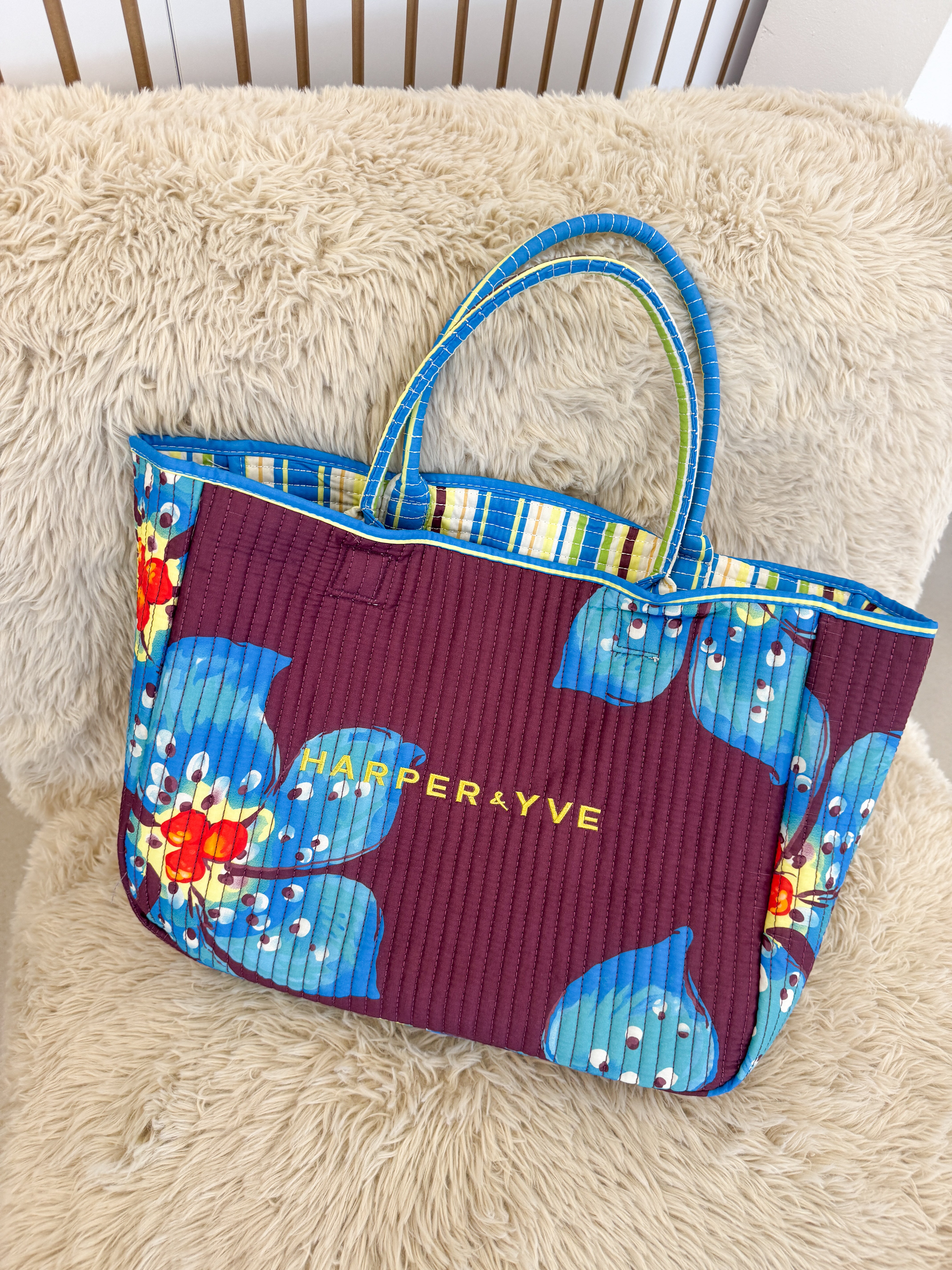 Lexie Bag - Tropical Flower/Stripe