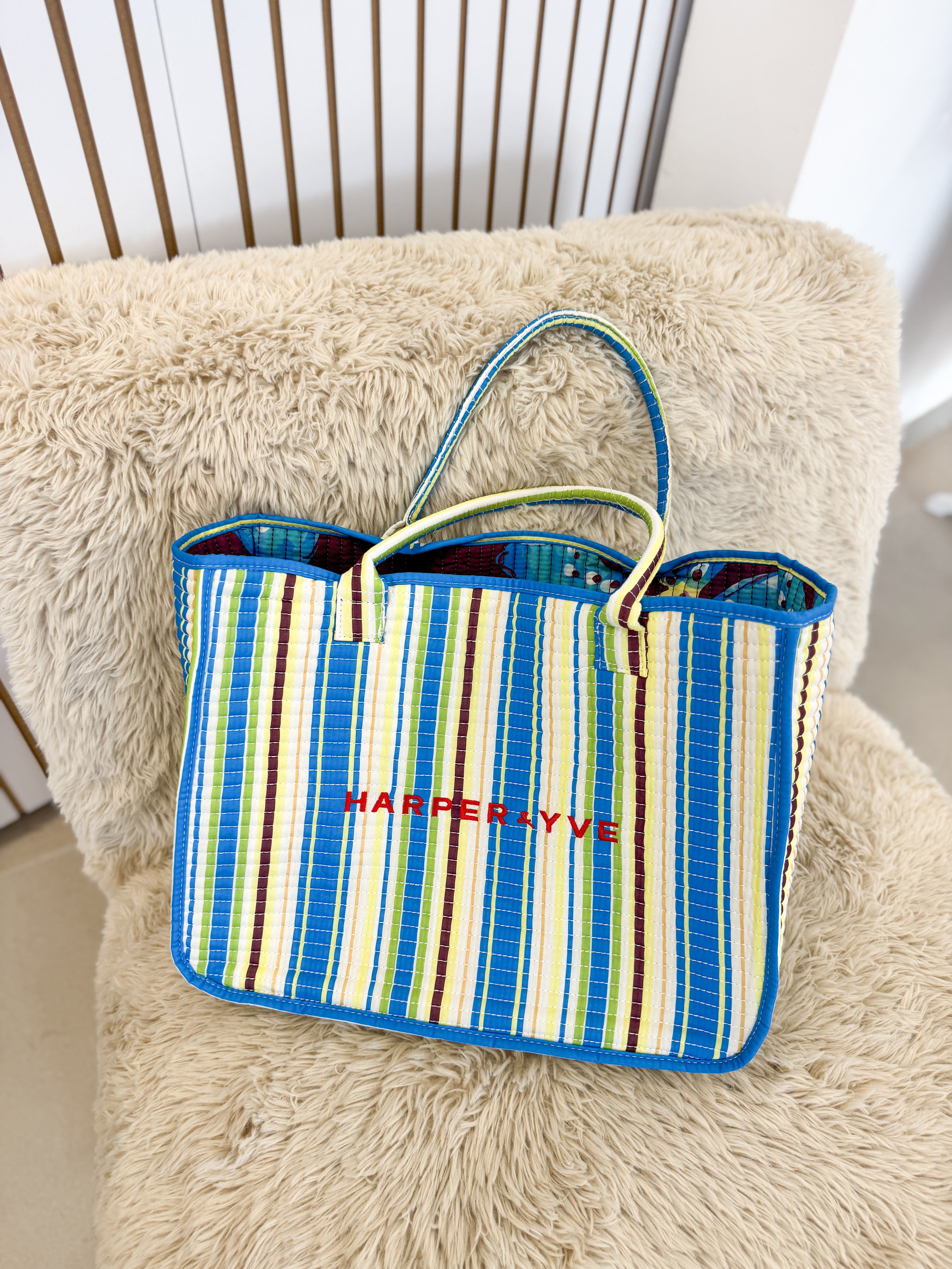 Lexie Bag - Tropical Flower/Stripe