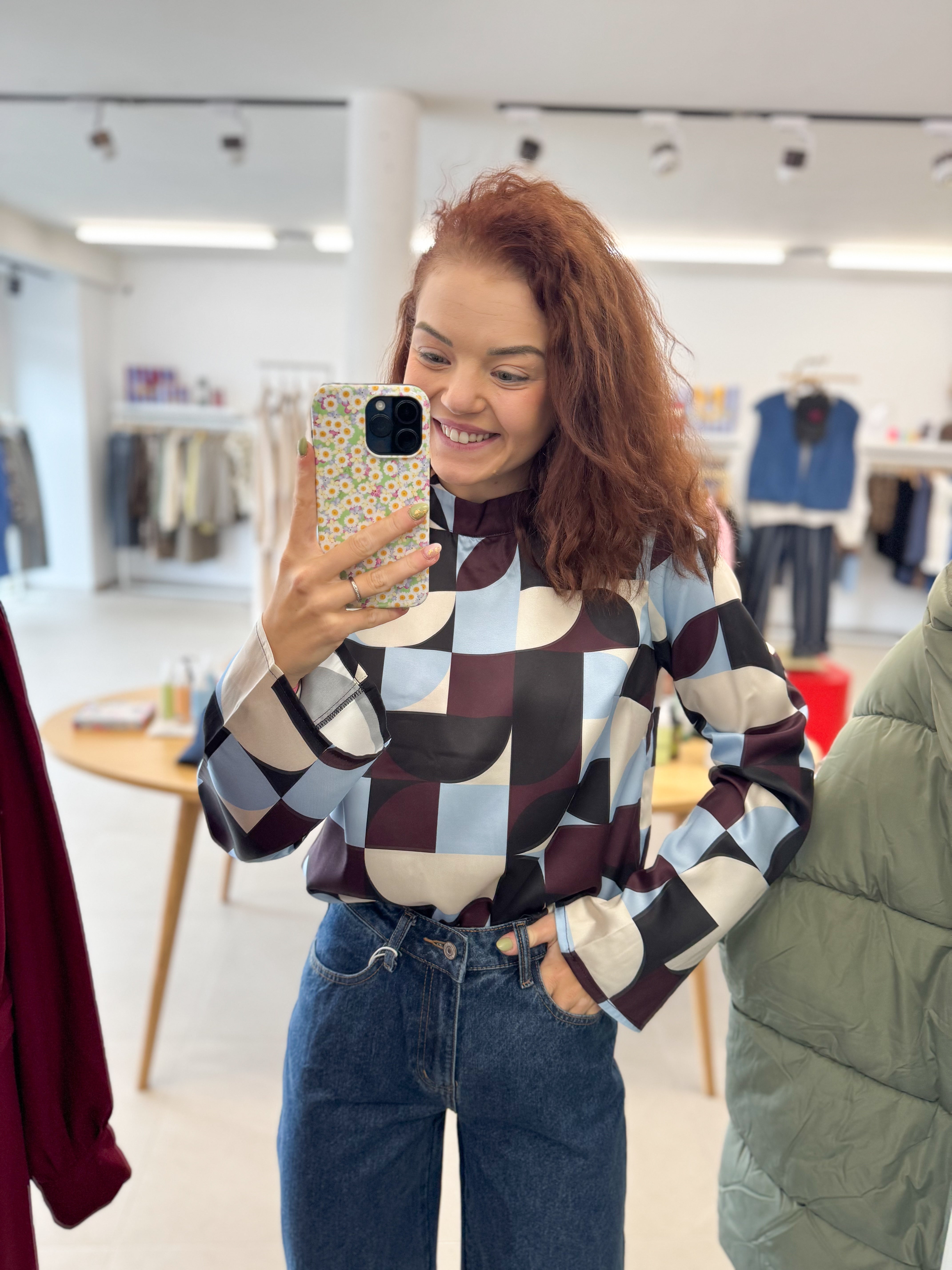 Miva blouse - Burgundy check print
