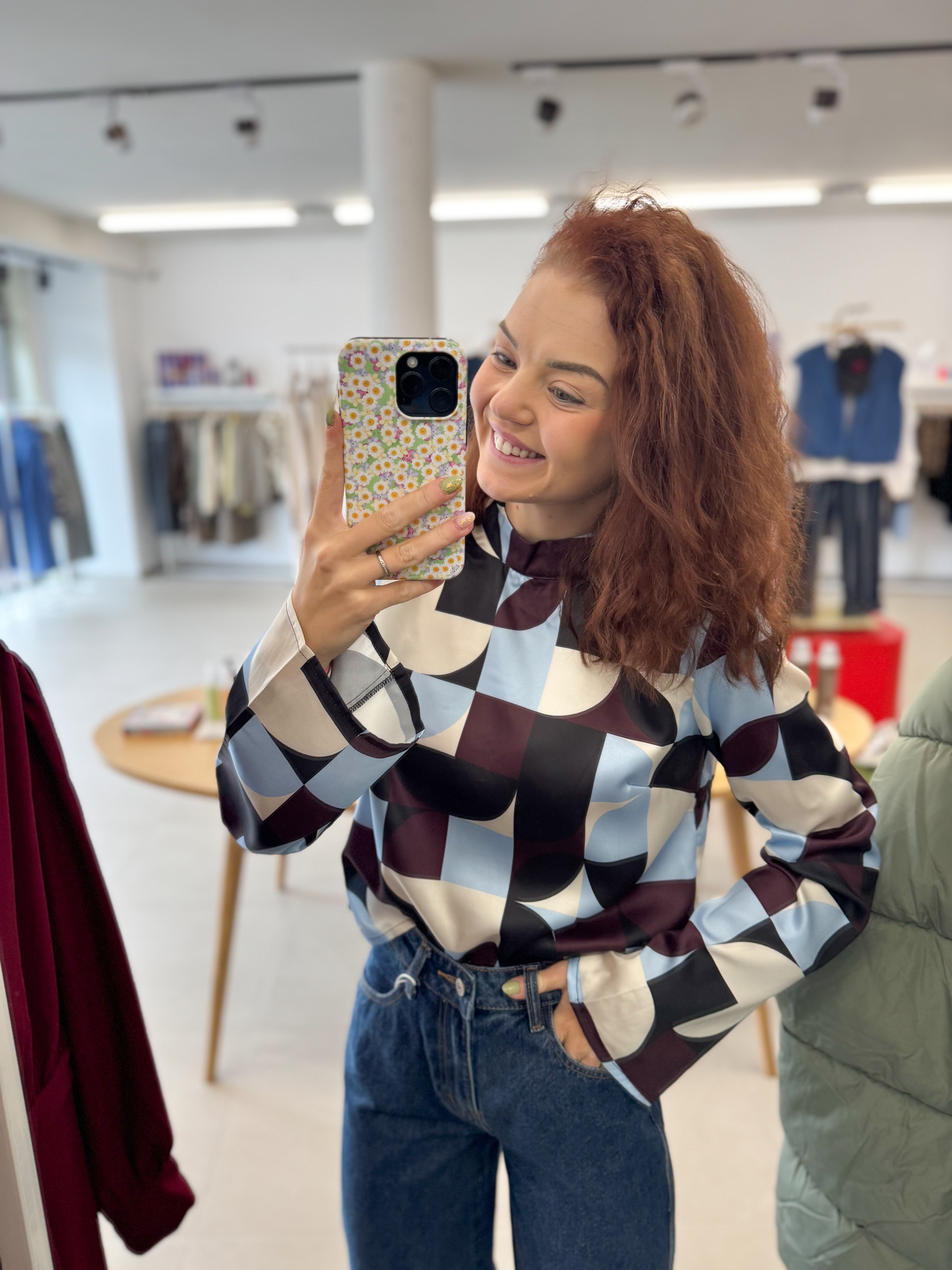 Miva blouse - Burgundy check print