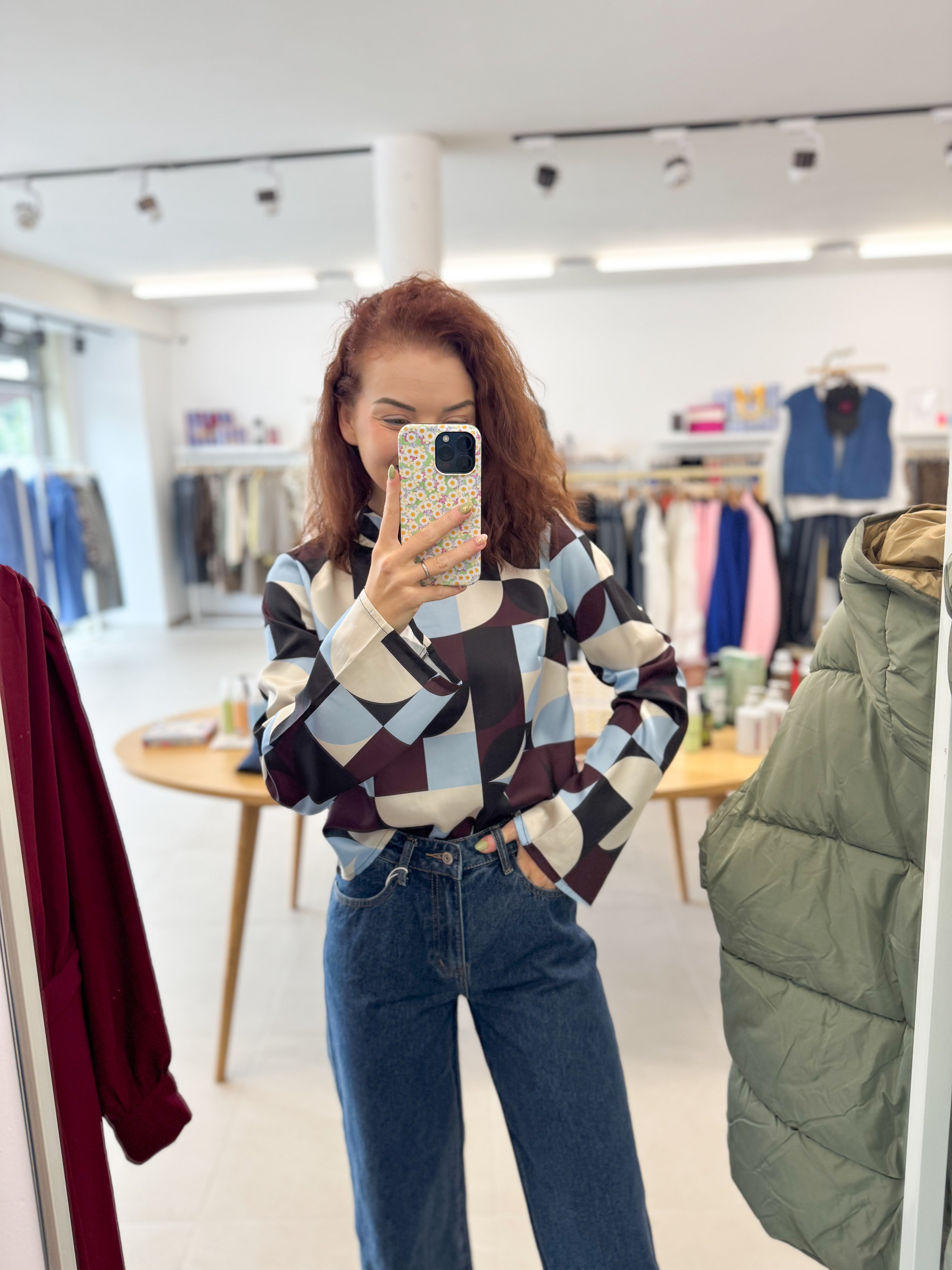 Miva blouse - Burgundy check print