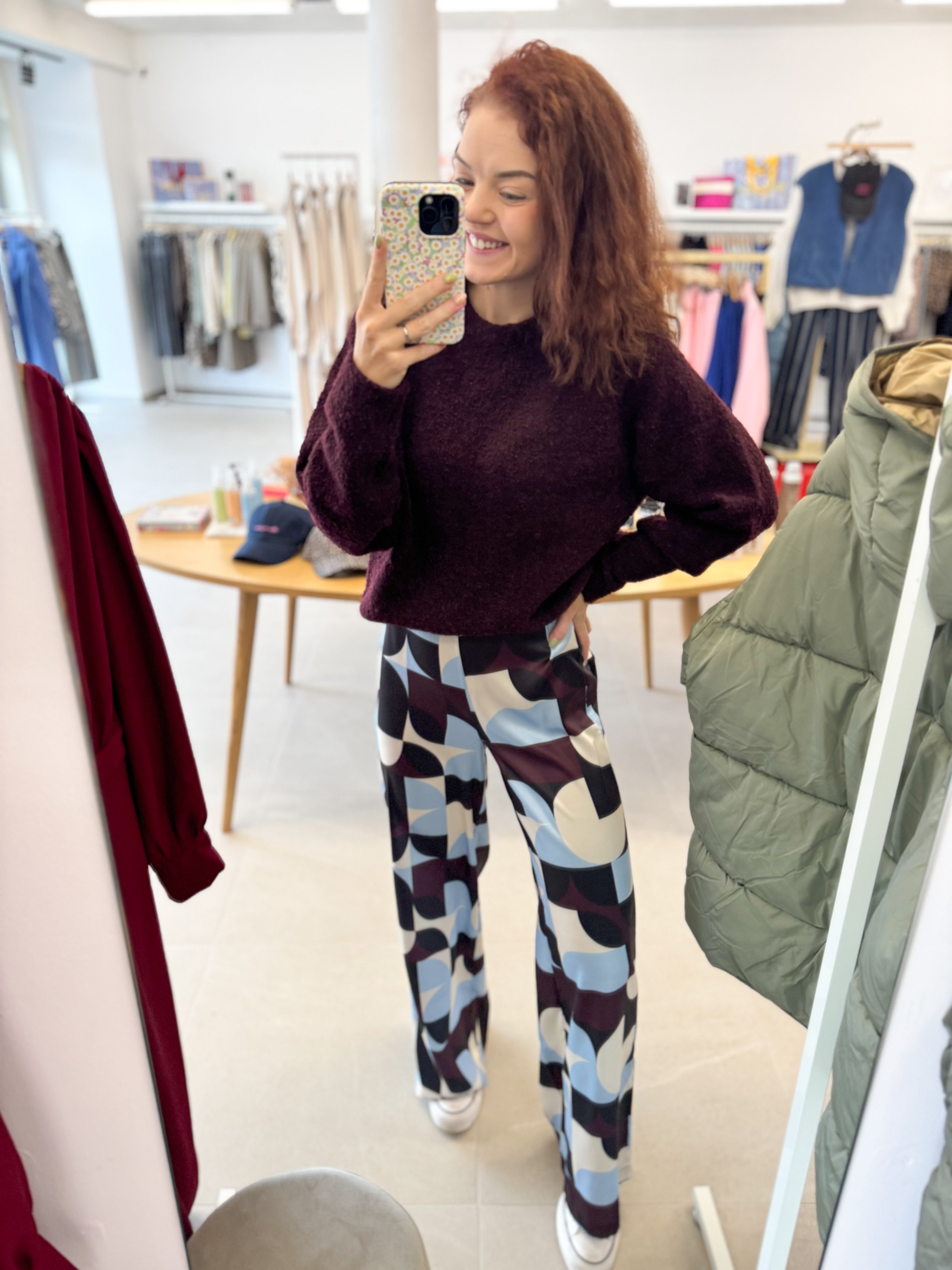 Miva trouser - Burgundy check print