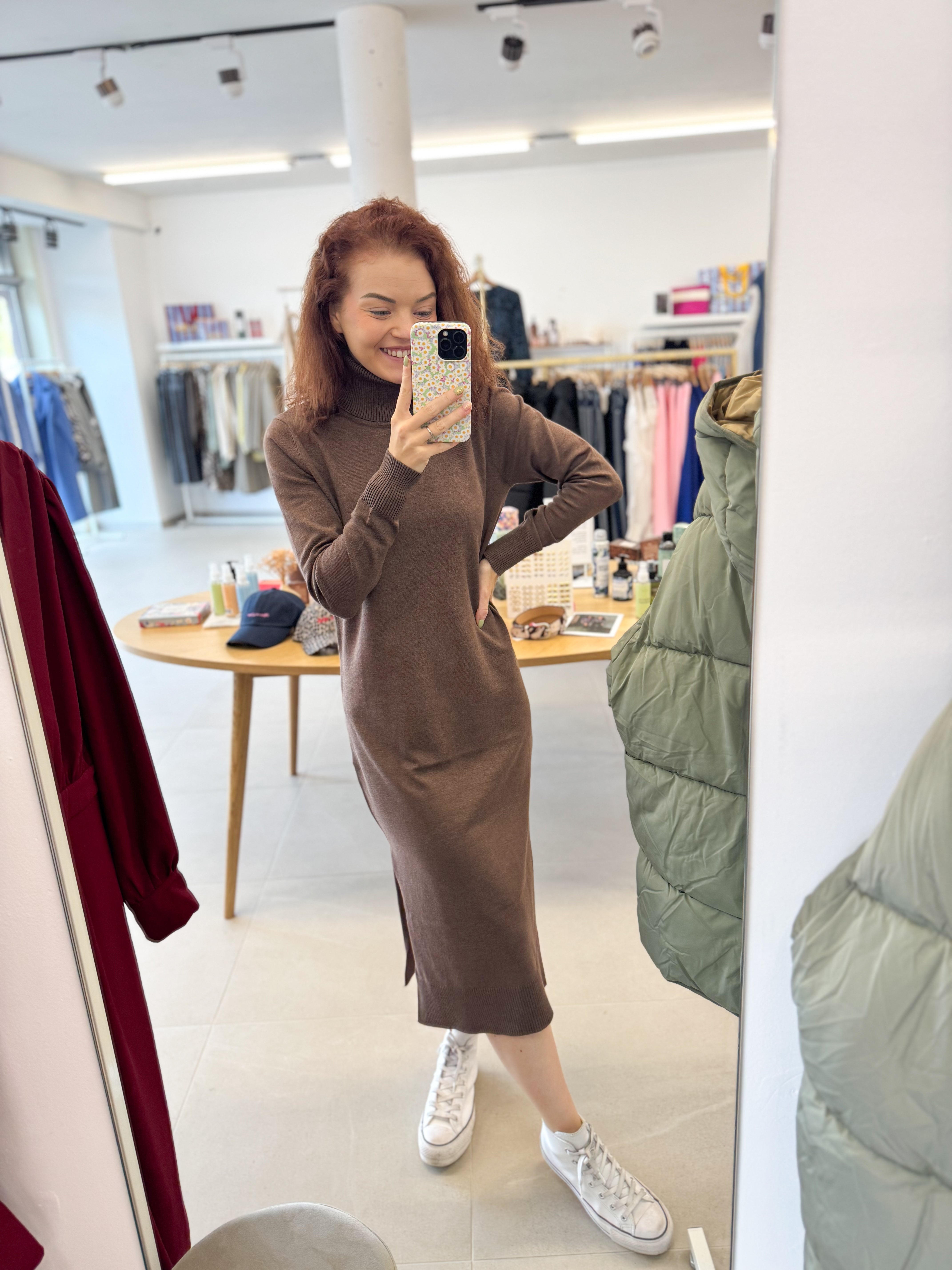 MilaSZ rollneck long dress - Brown