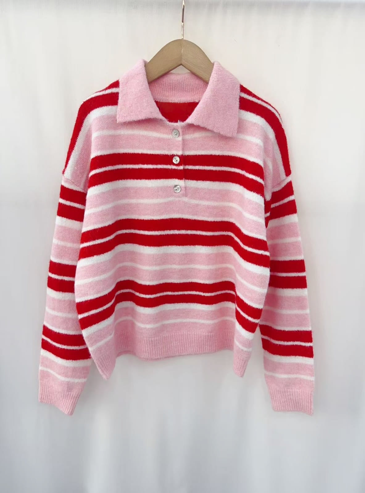 Polo knit - Pink/Red