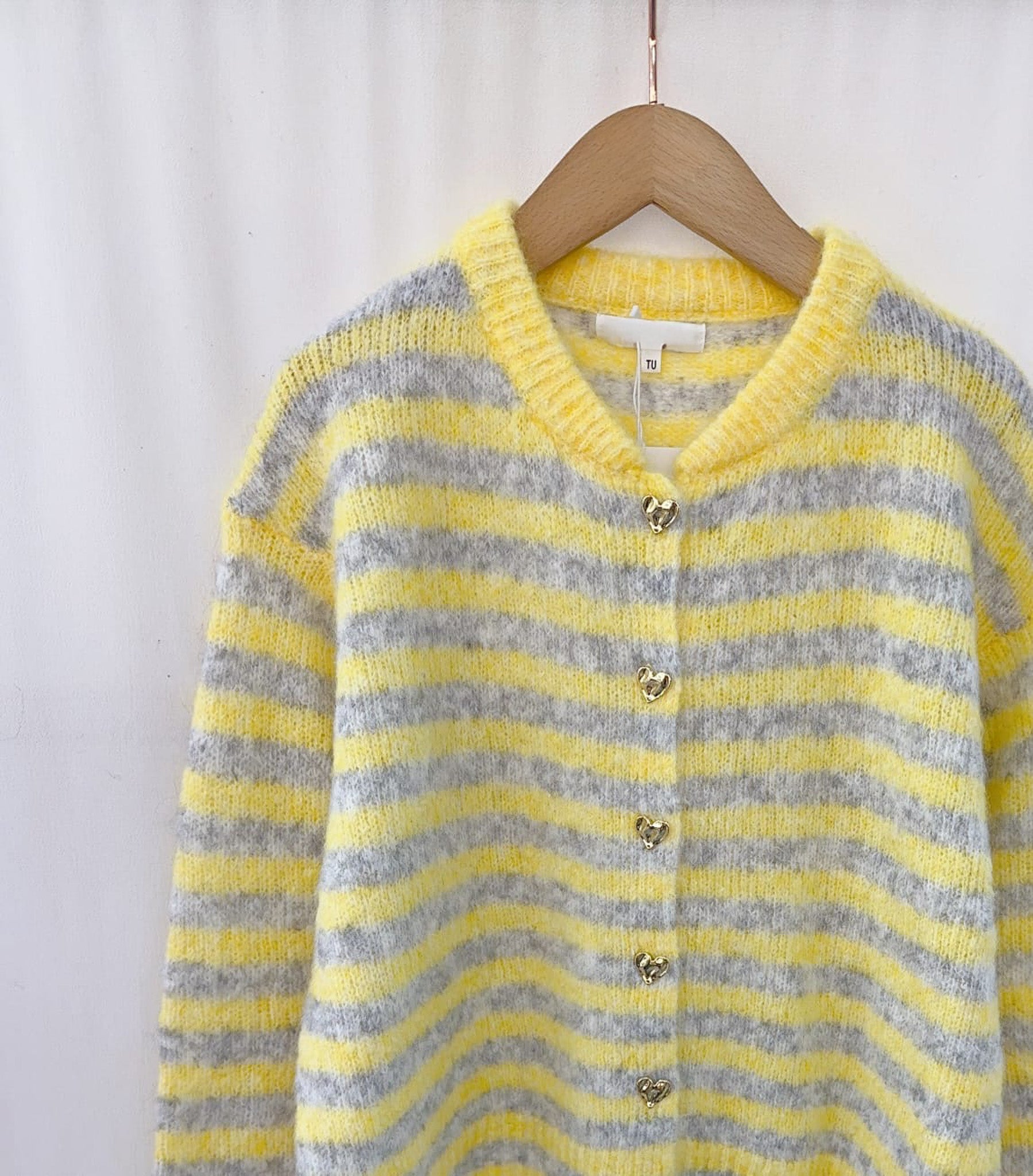 Yellow/grey striped cardigan