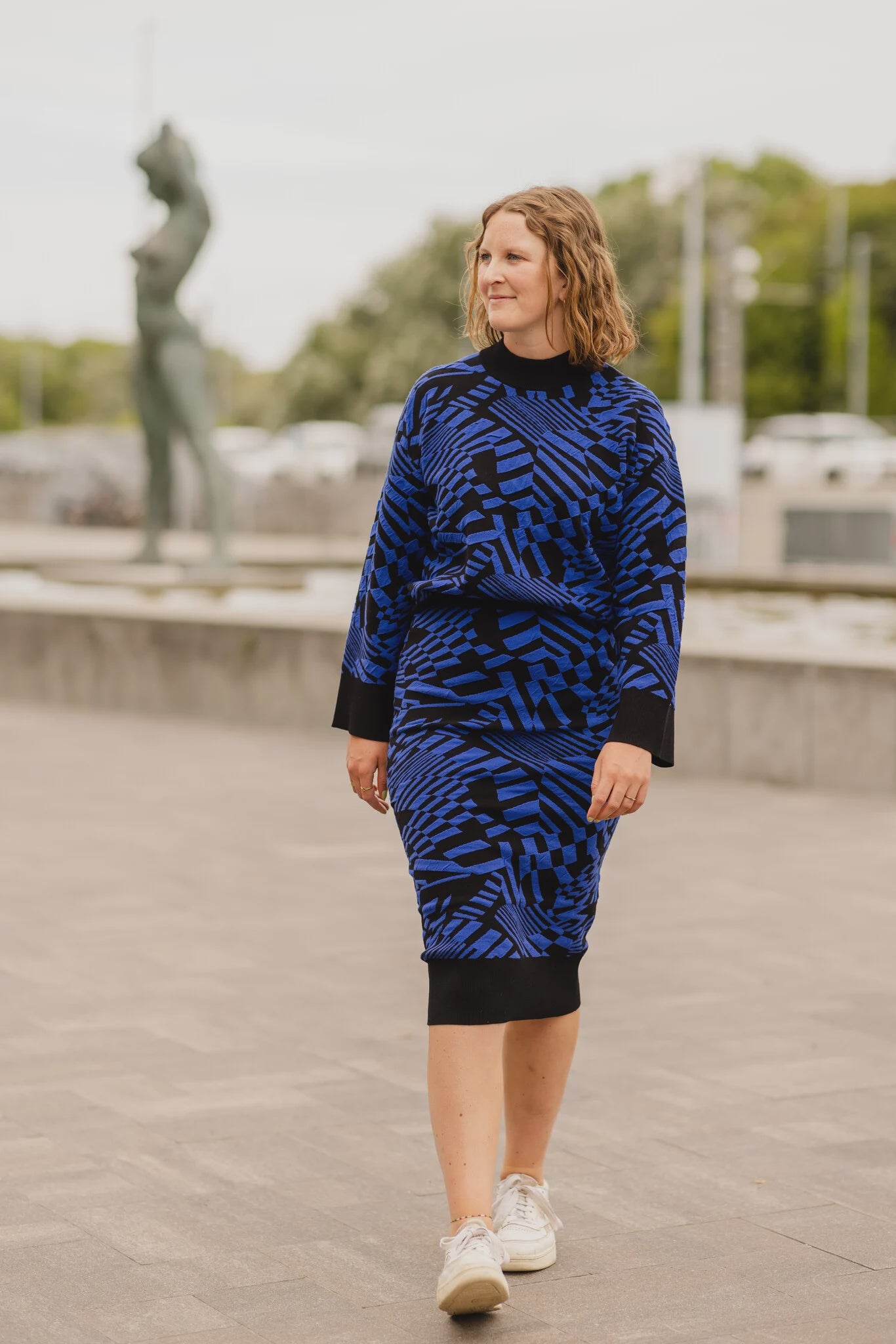 Jupe midi en maille tempête