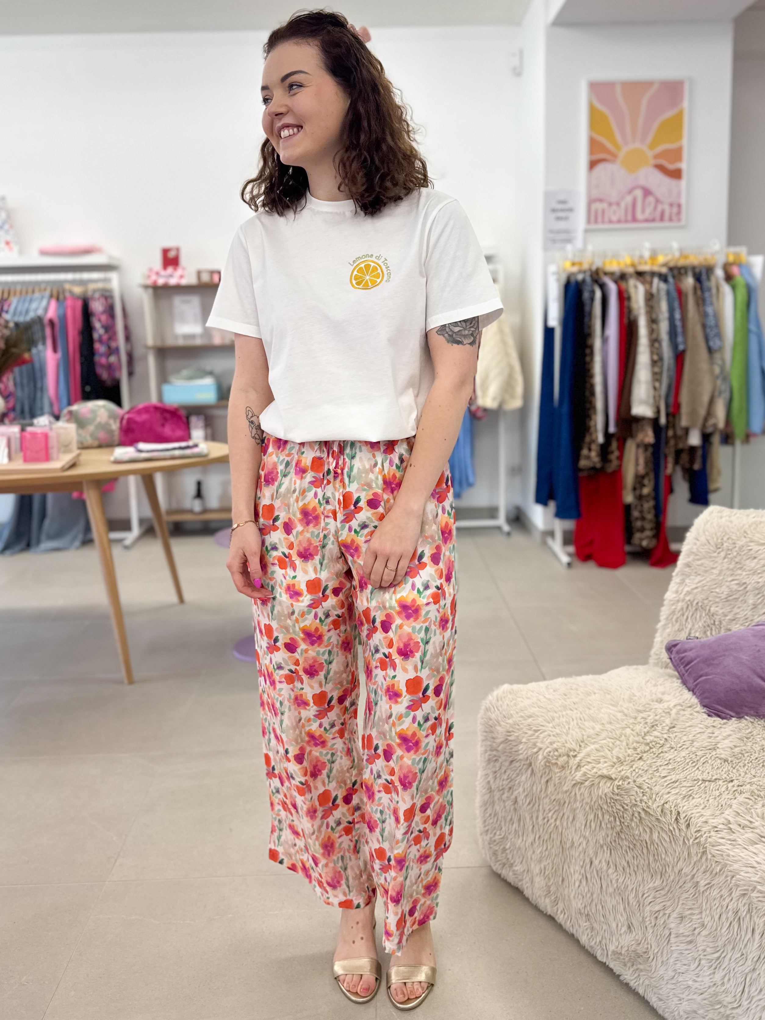 Fuchsia flower trouser