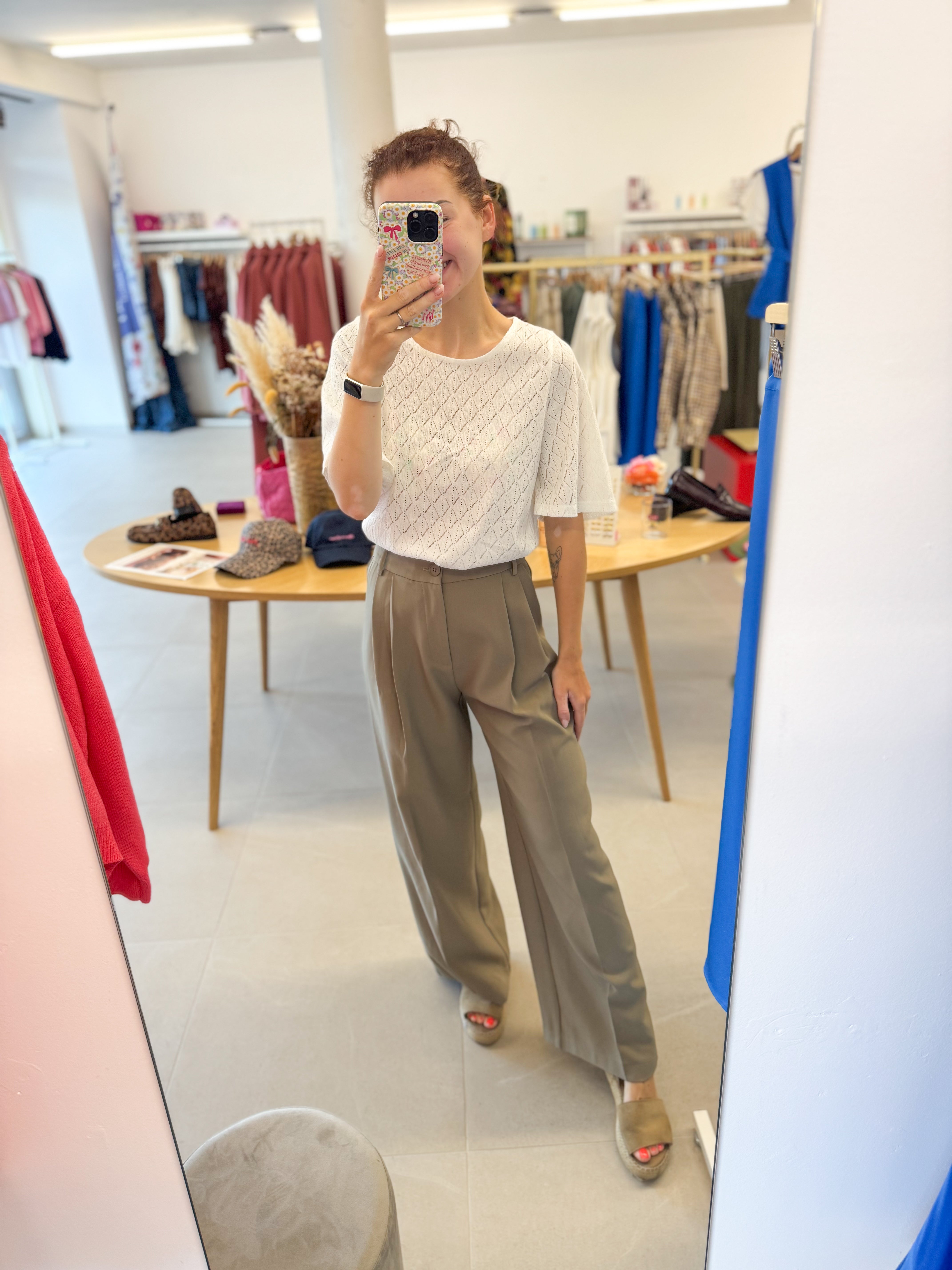 Khaki wide trouser