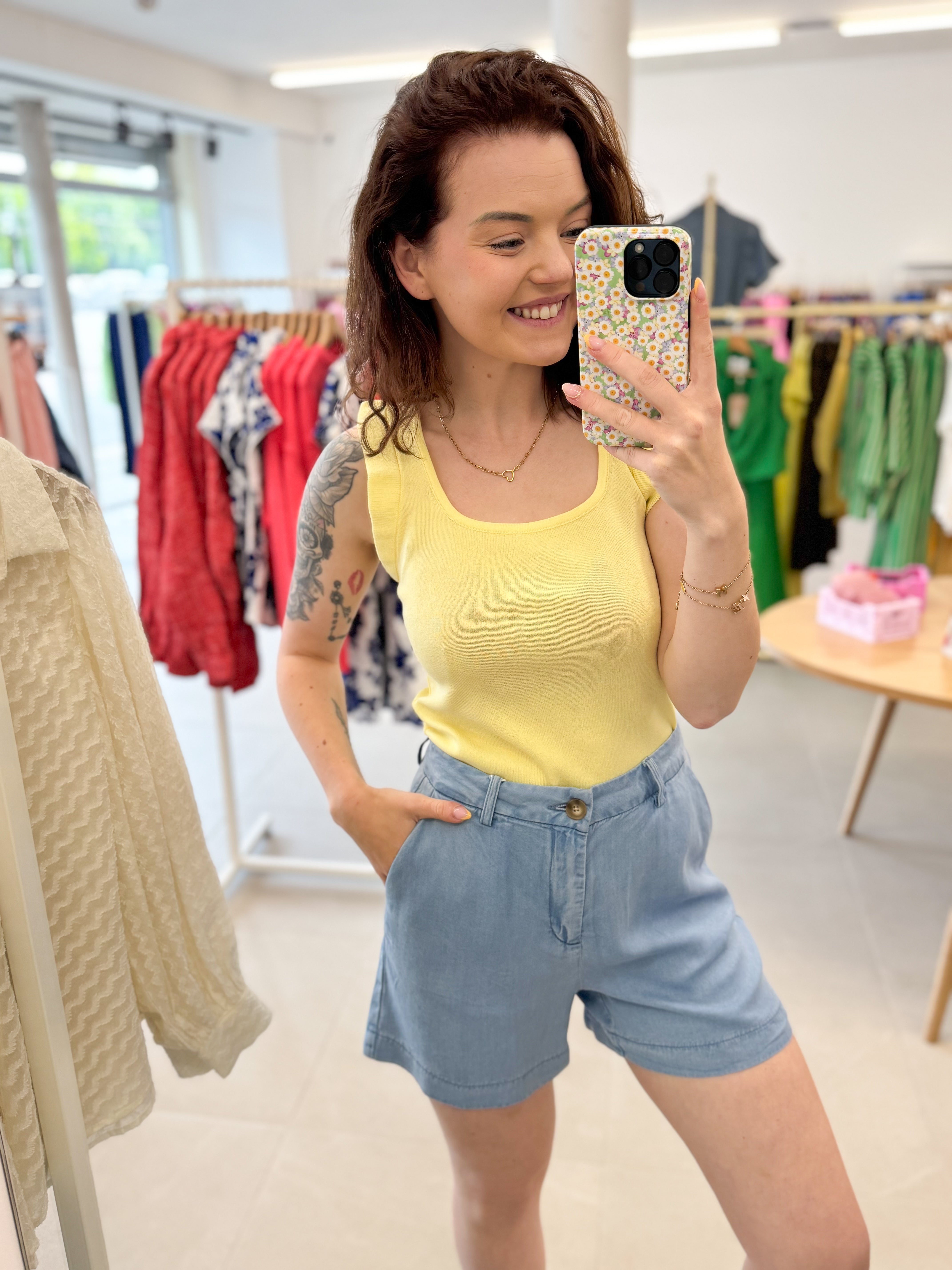 Yellow ruffle top
