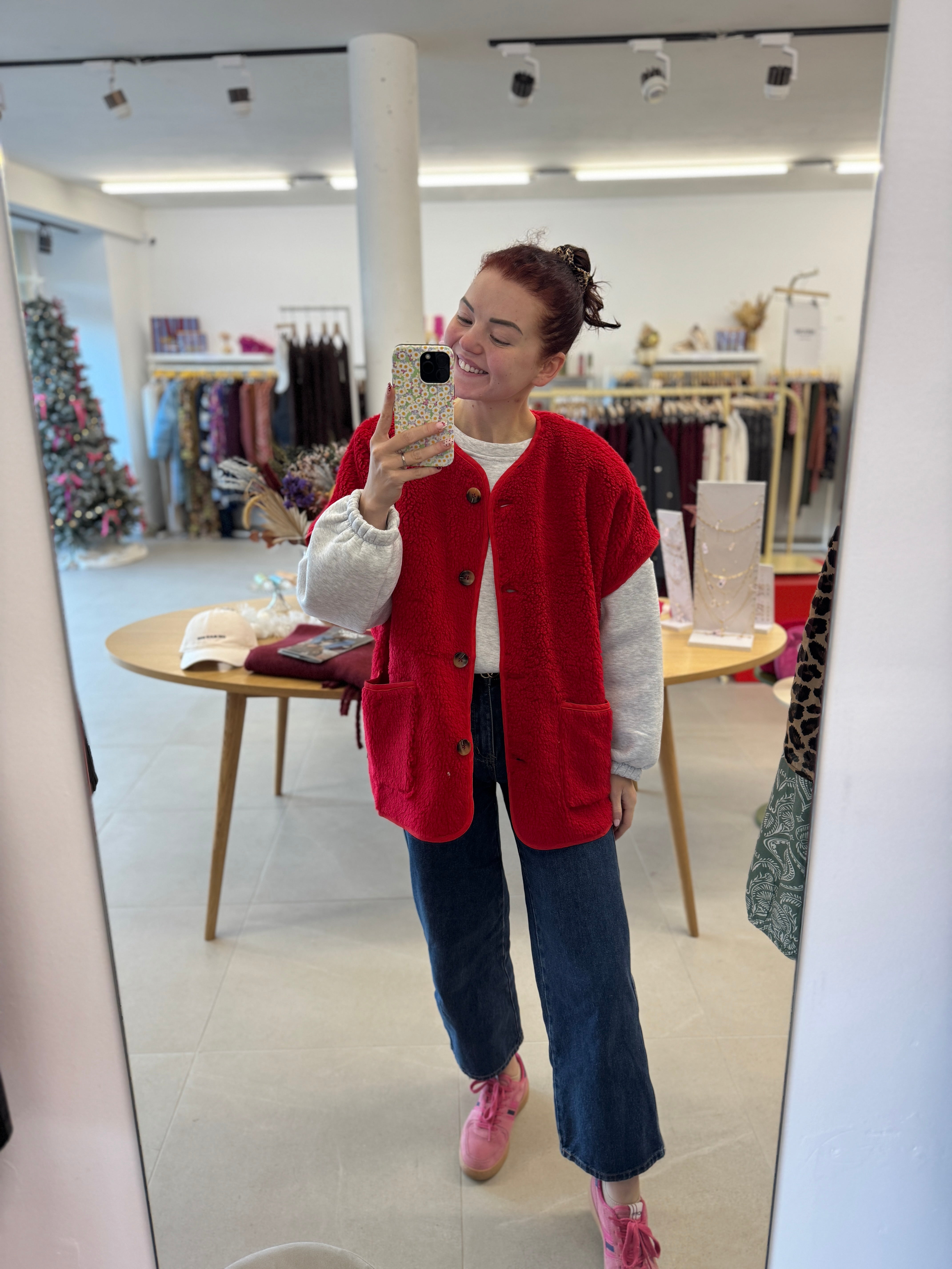 Oversized teddy jacket - Red