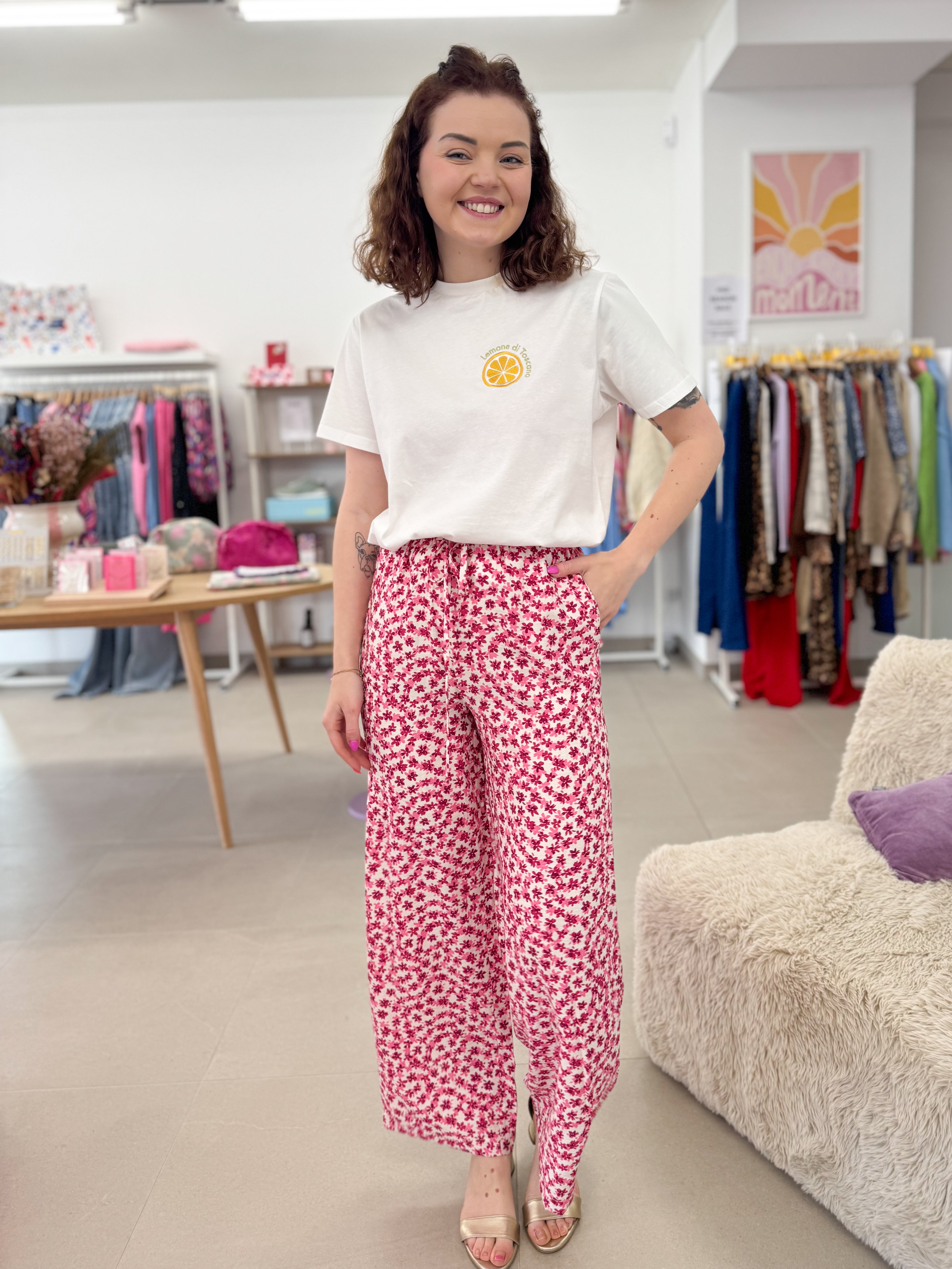 Pink flower trouser