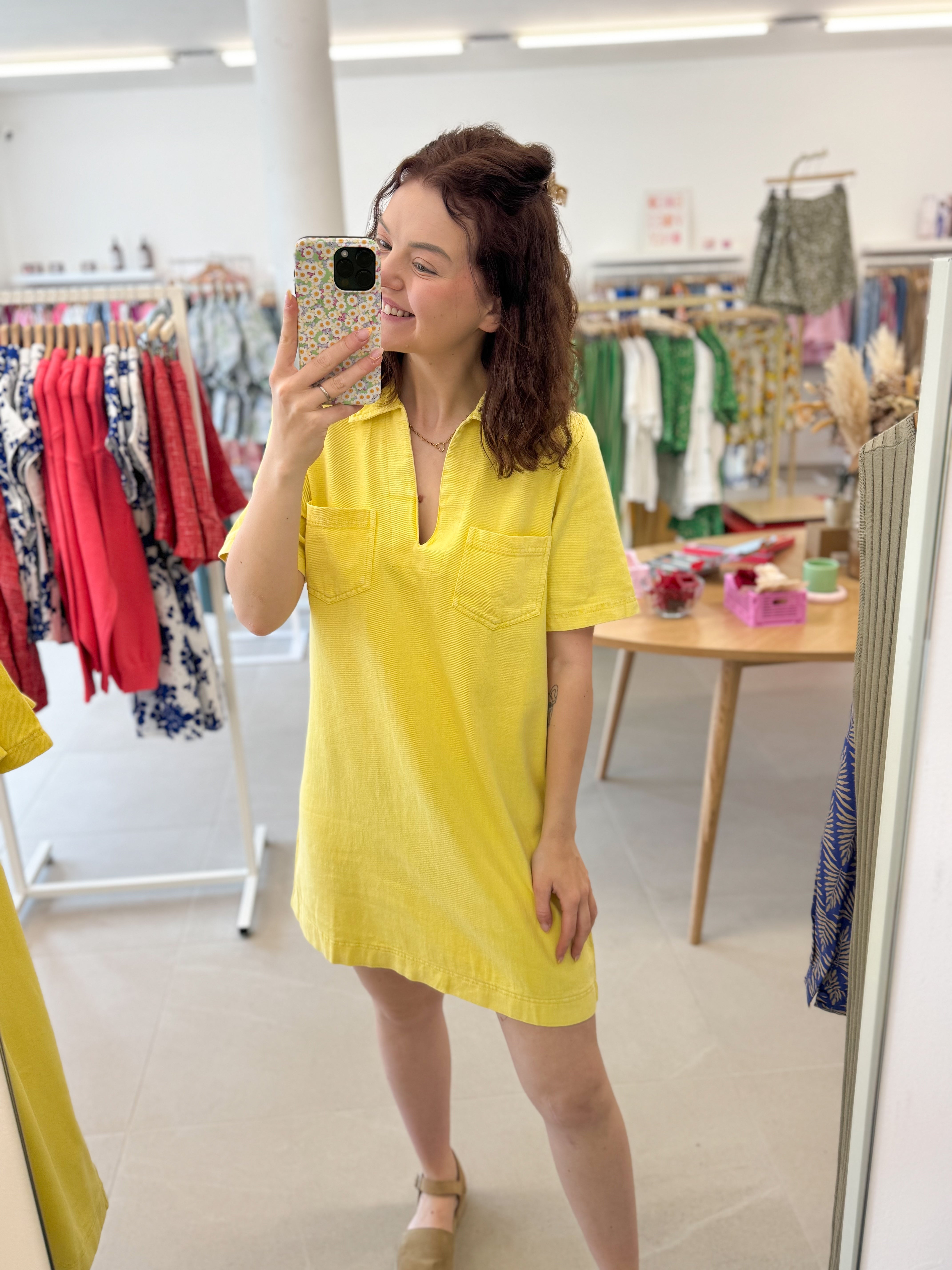 Yellow jeansdress