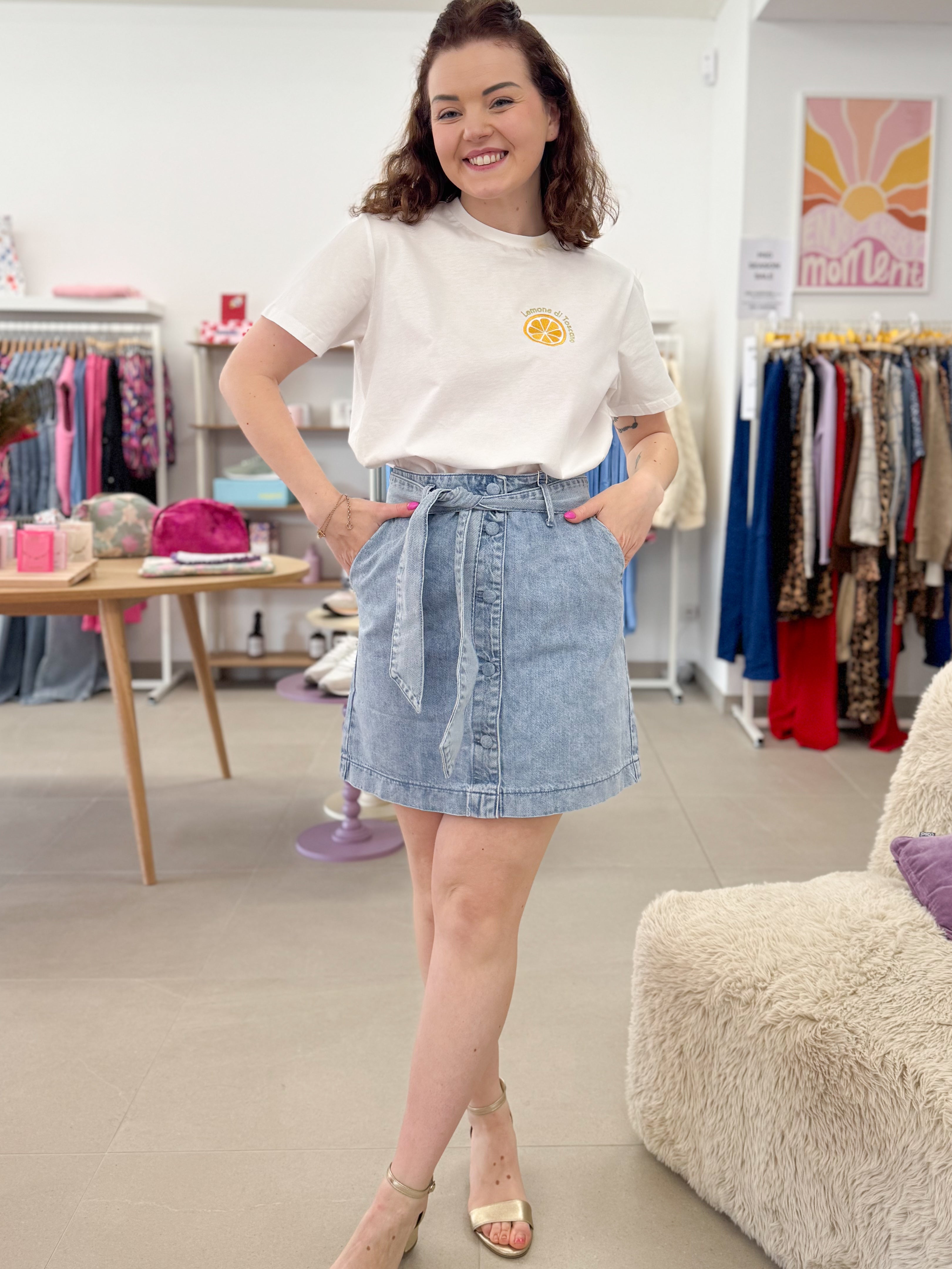 Jeans button skirt