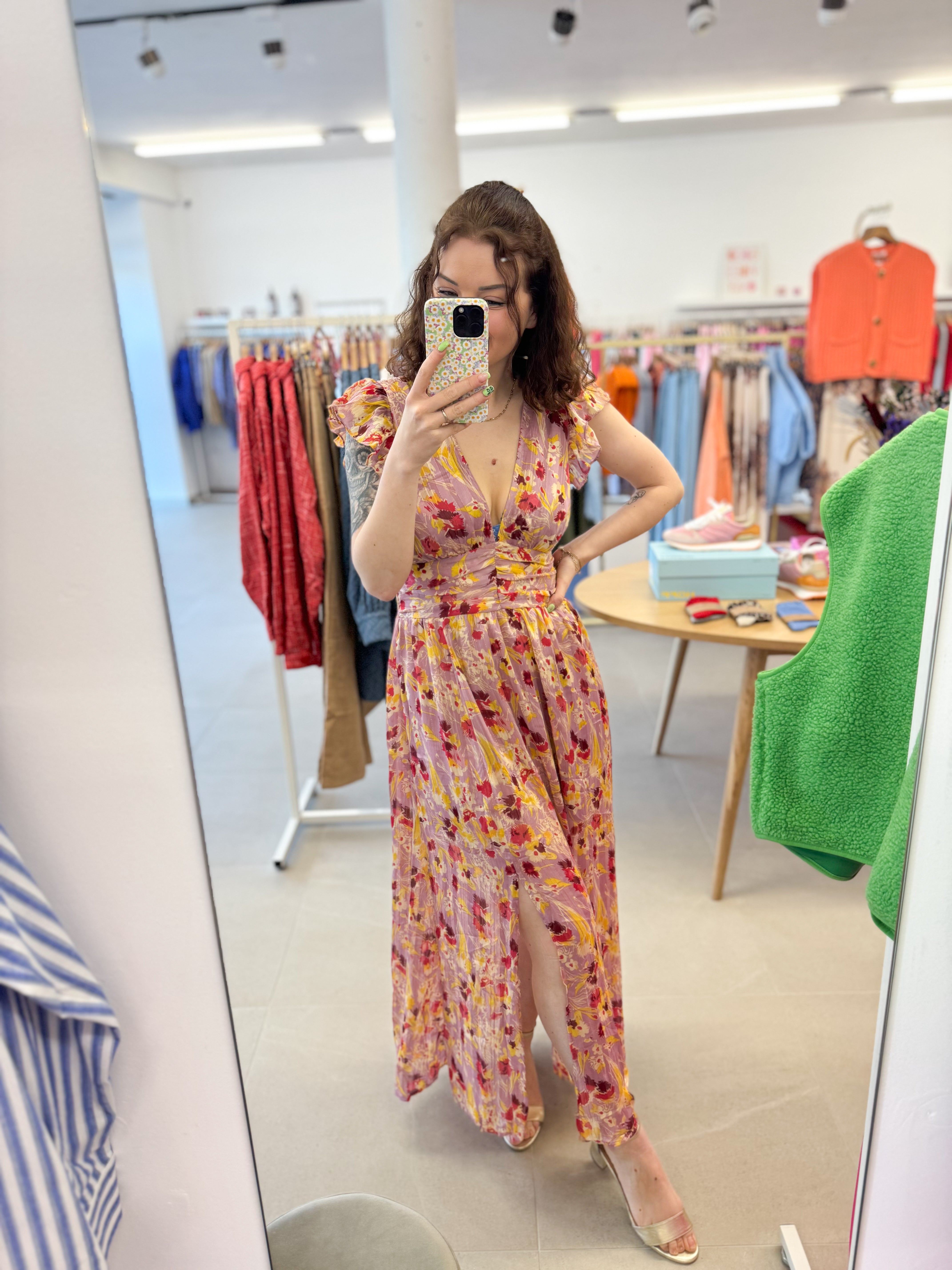 Rose maxi split dress