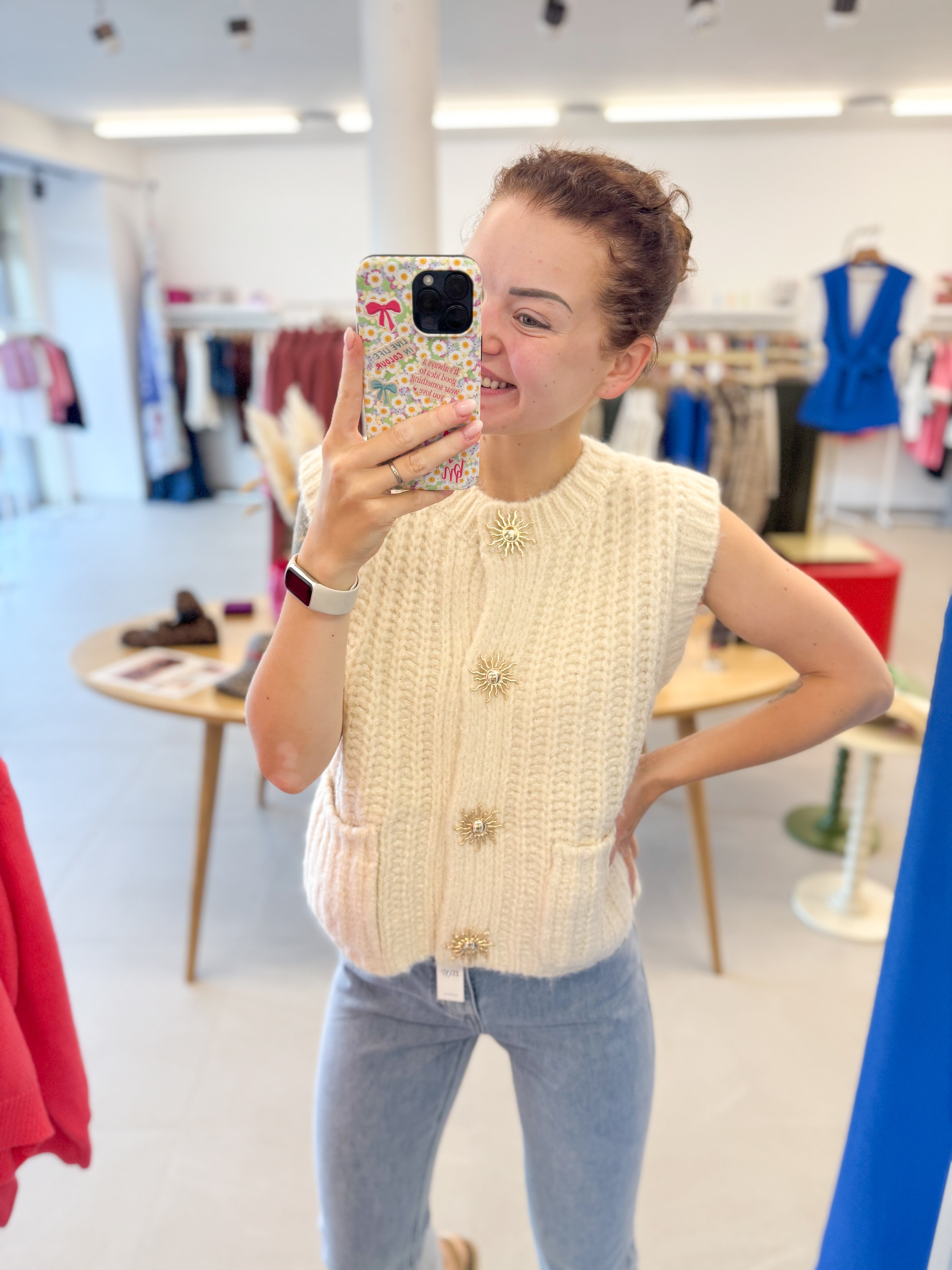 Pretty button debardeur - Beige