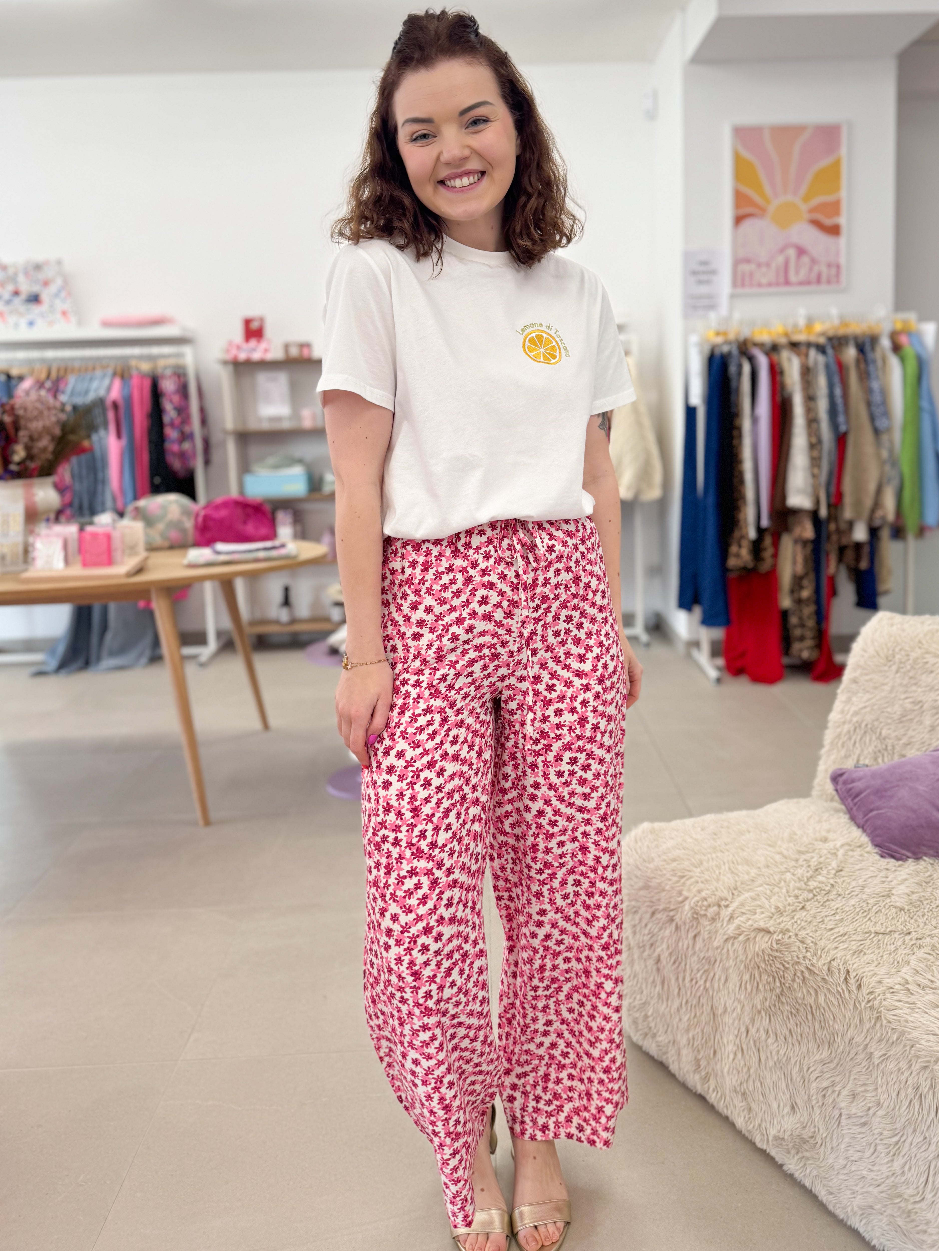 Pink flower trouser