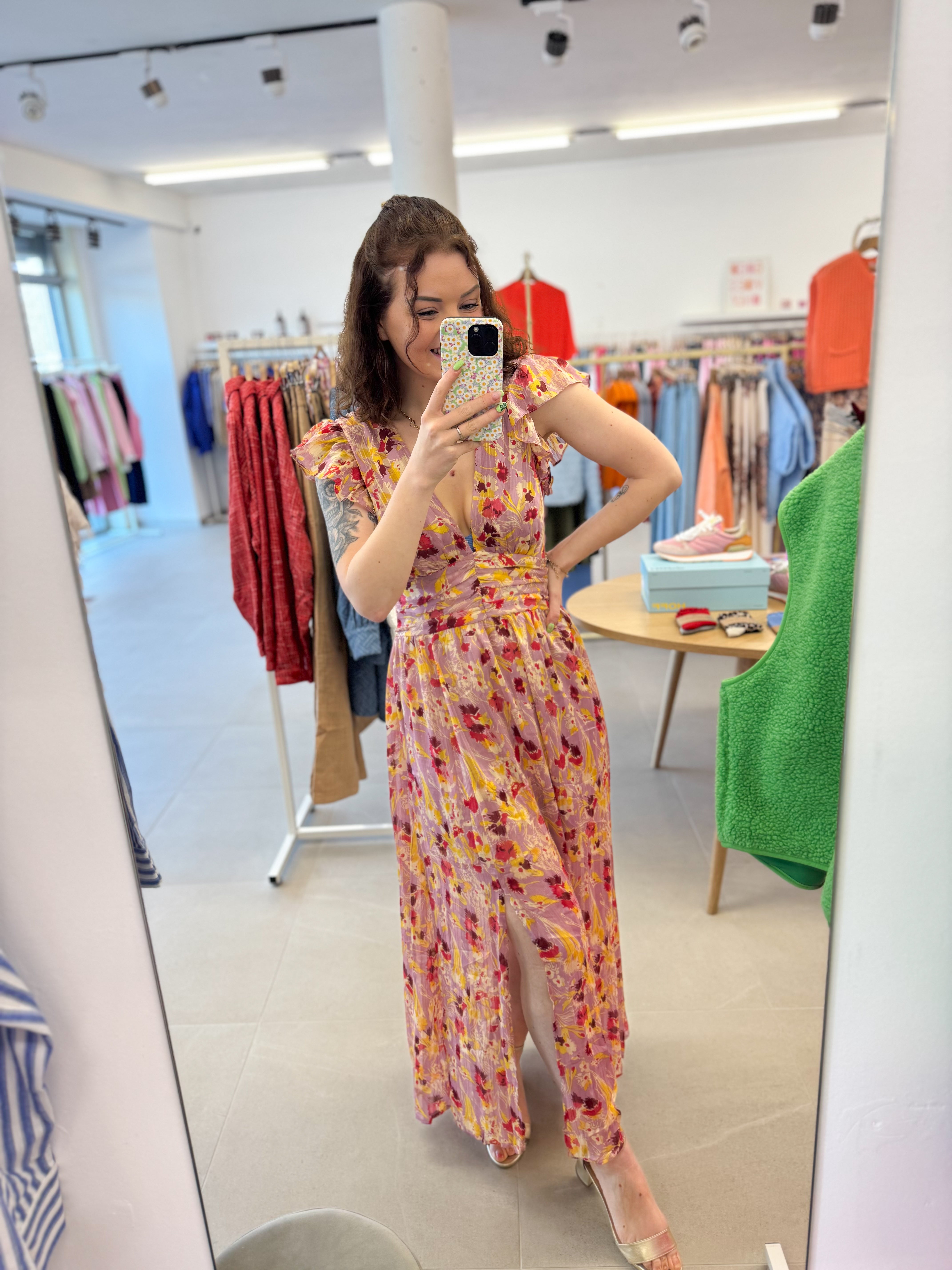 Rose maxi split dress
