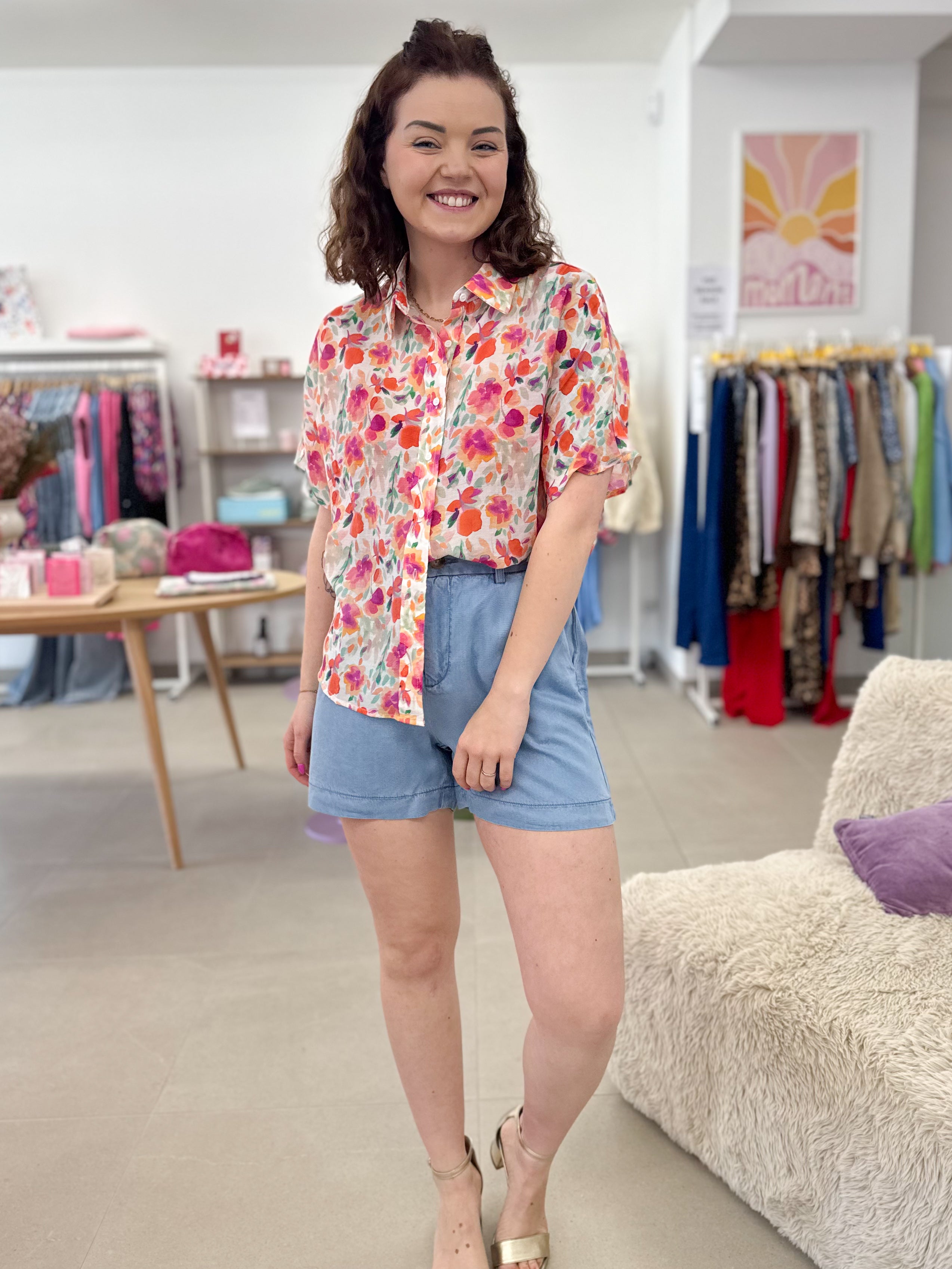 Flower blouse - Fuchsia