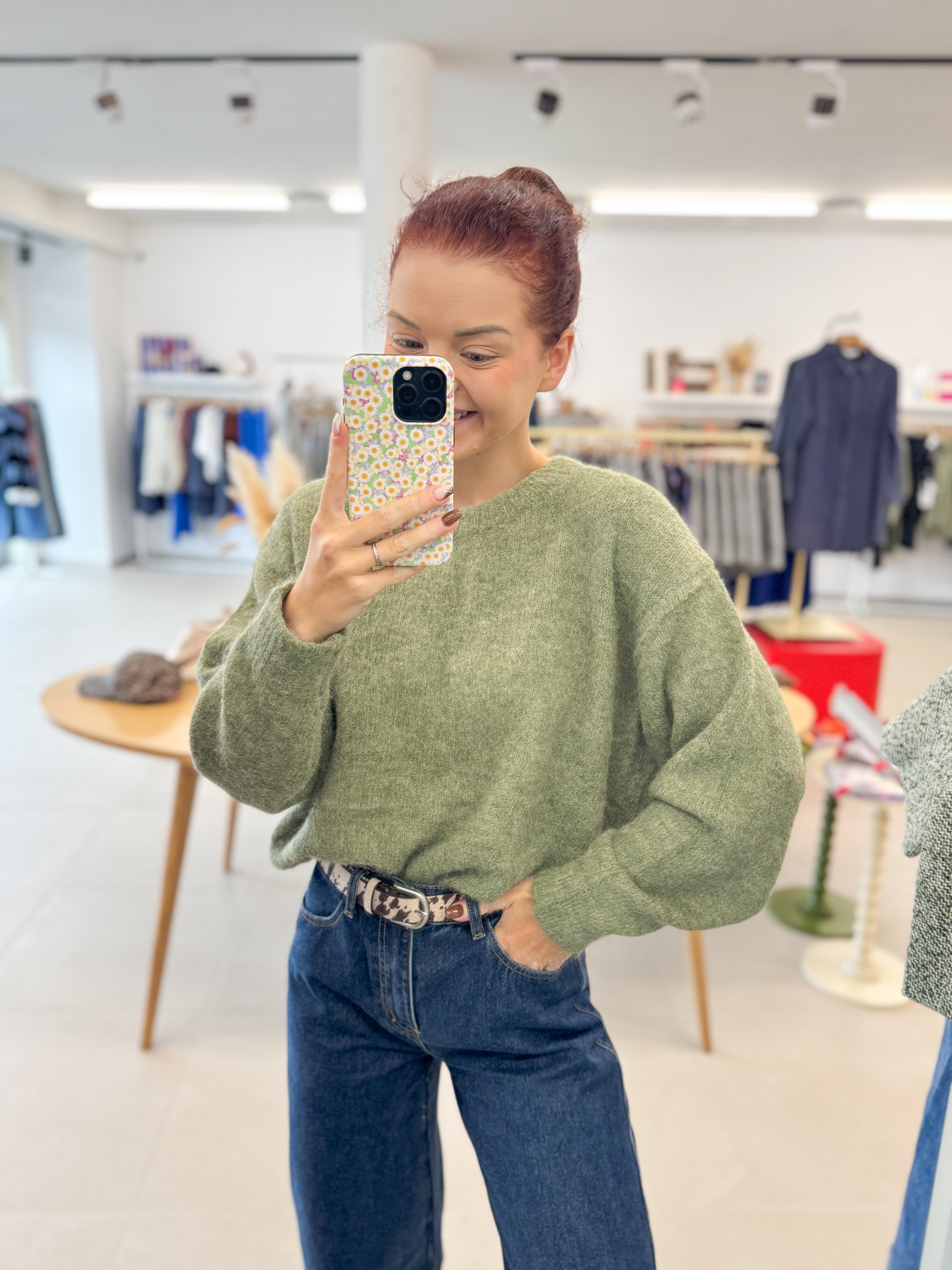 Khaki soft fall knit