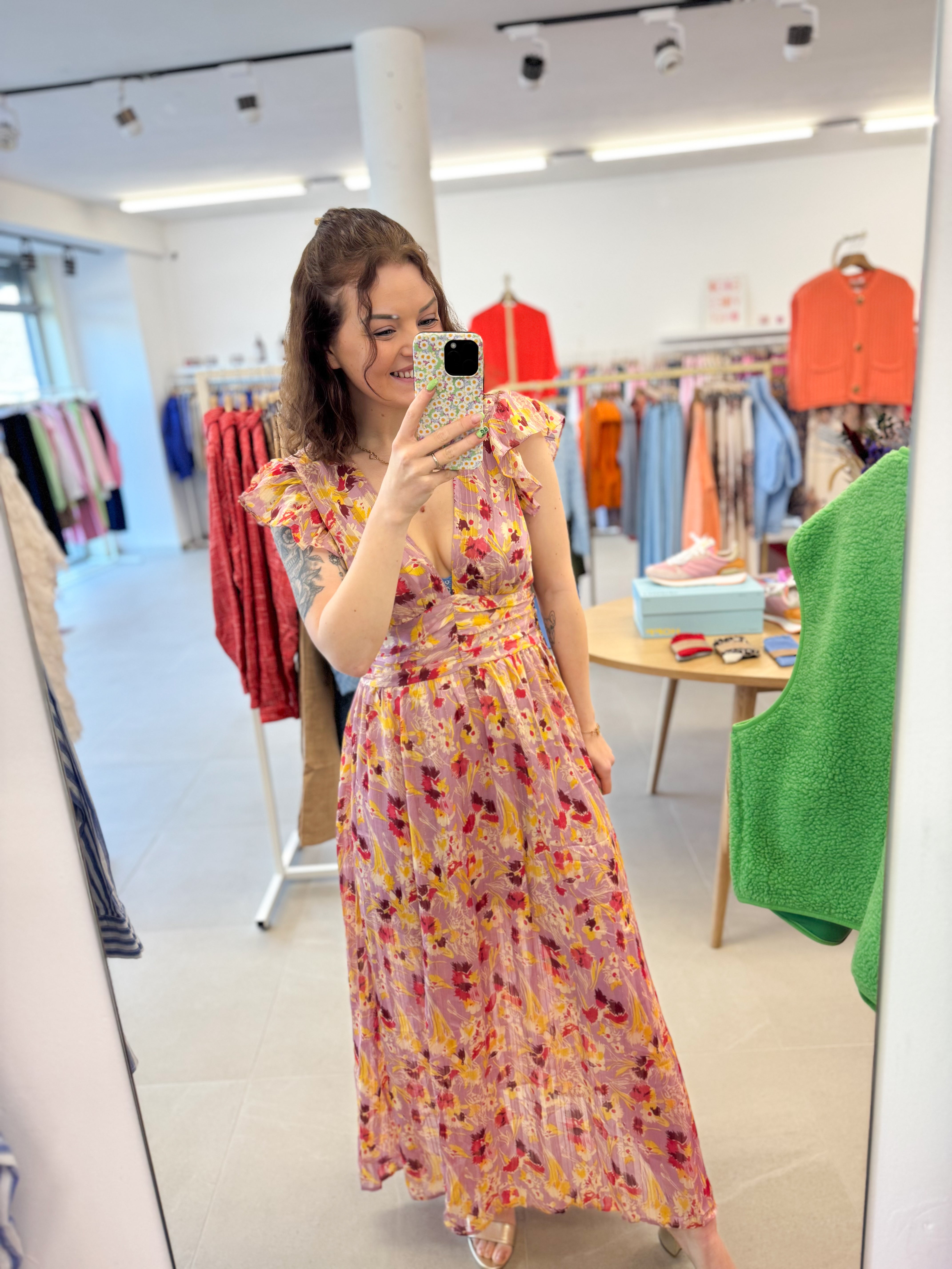 Rose maxi split dress