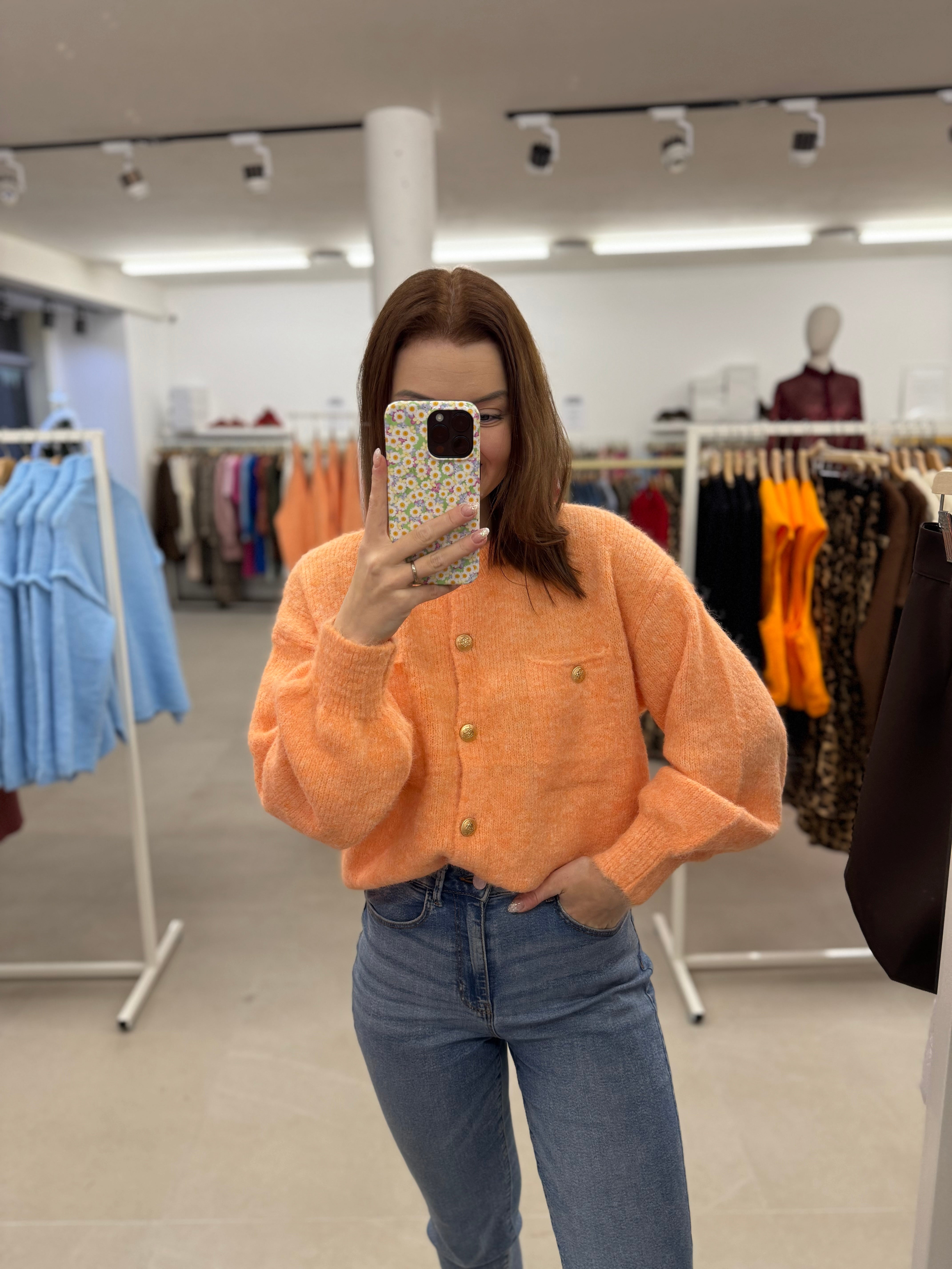 Orange button knit