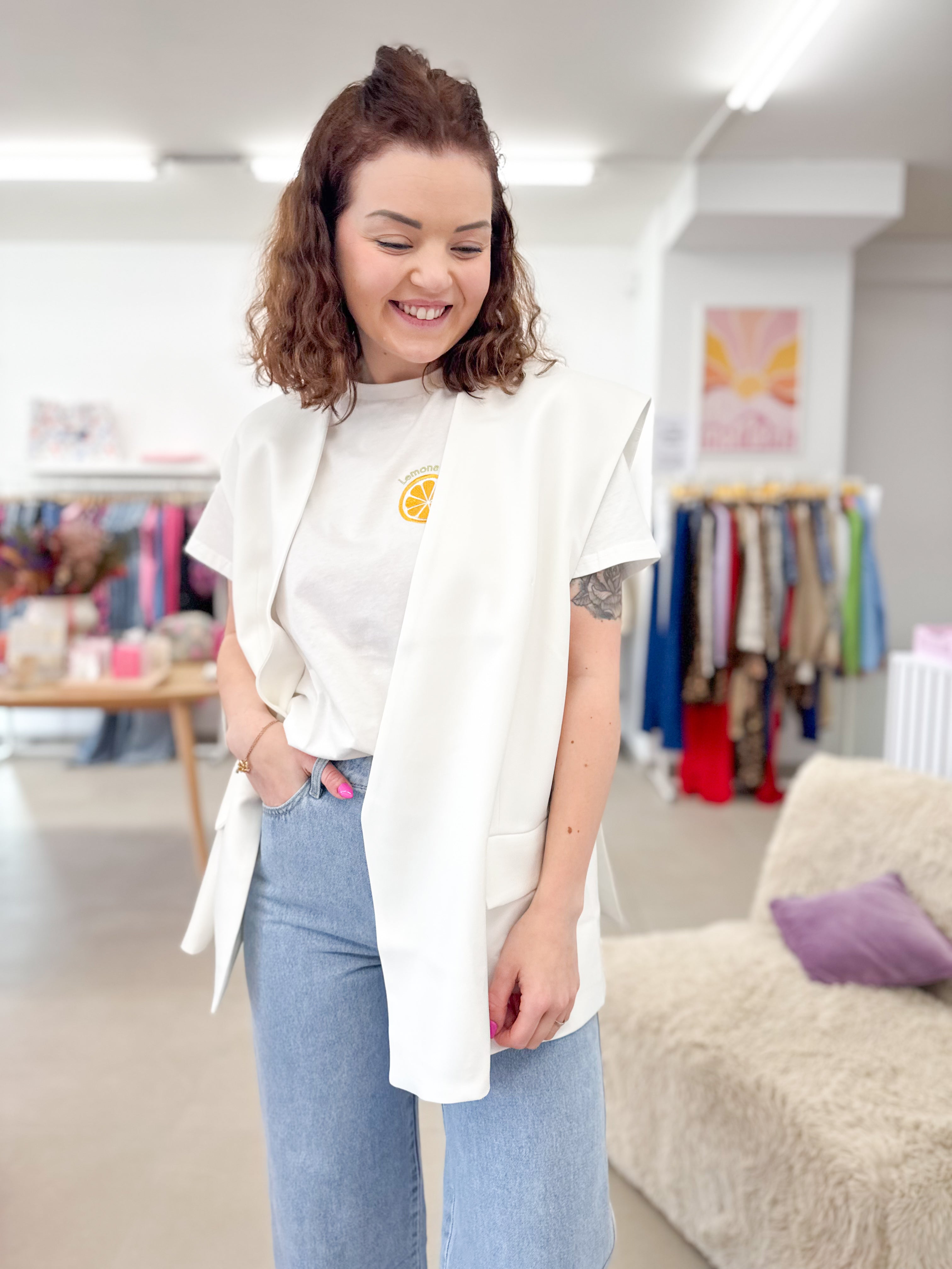 Oversized waistcoat - White